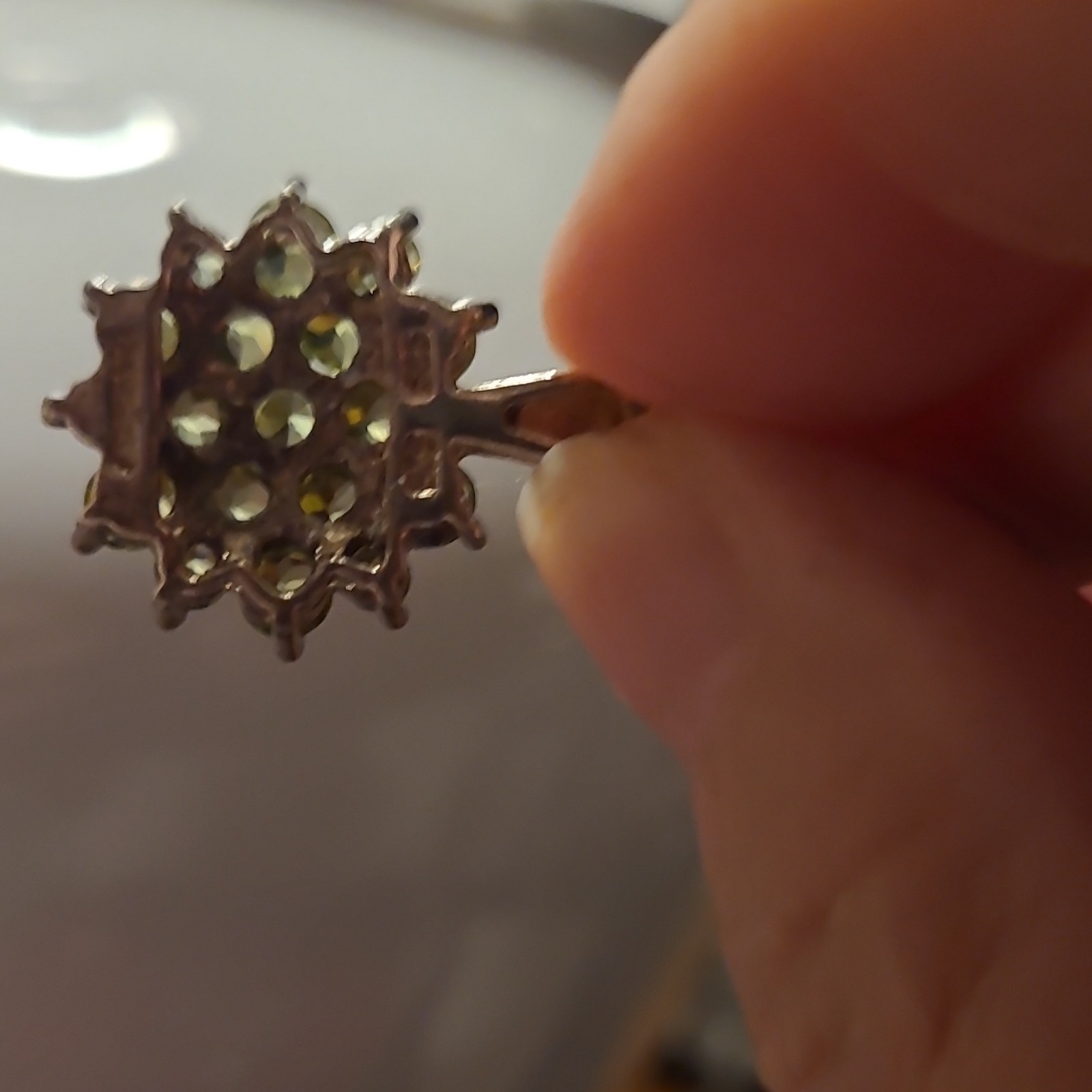 925 Sterling Silver Peridot Flower Cluster Charm Pendant Signed Thailand