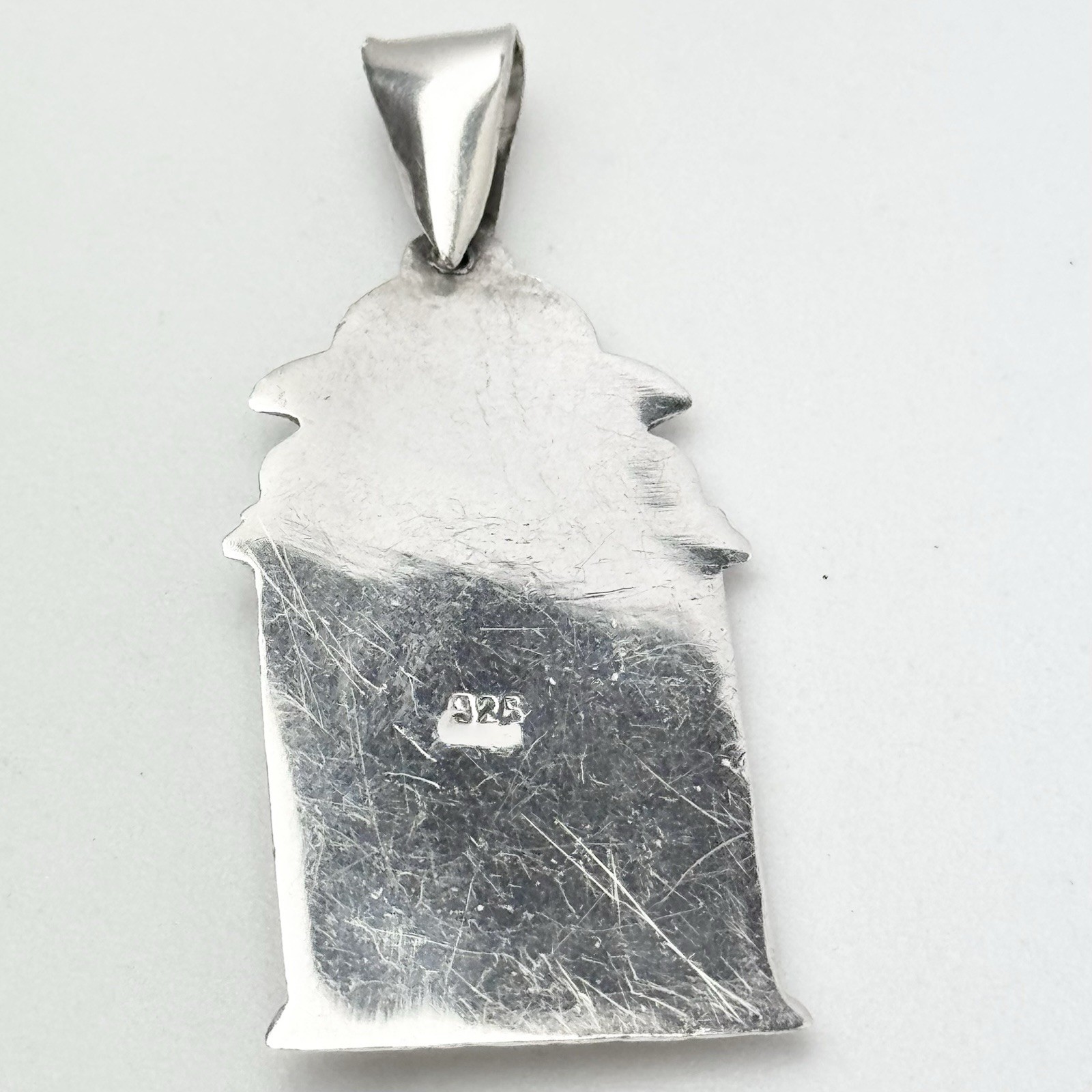 Sterling Silver 925 Santa Barbara 1 5/8in Pendant-Charm w/ Ruby / 3.5 Grams