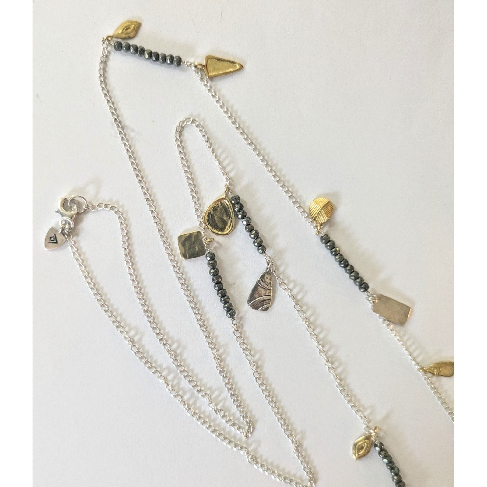SILPADA Sterling Silver Brass & Pyrite PEDAL TO THE METAL Necklace 36″ N3026