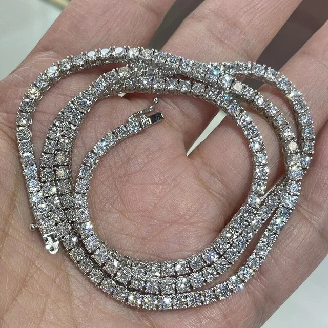 11CT Pear Cut Lab Created Diamond Women’s Tennis Necklace 14K White Gold Plated