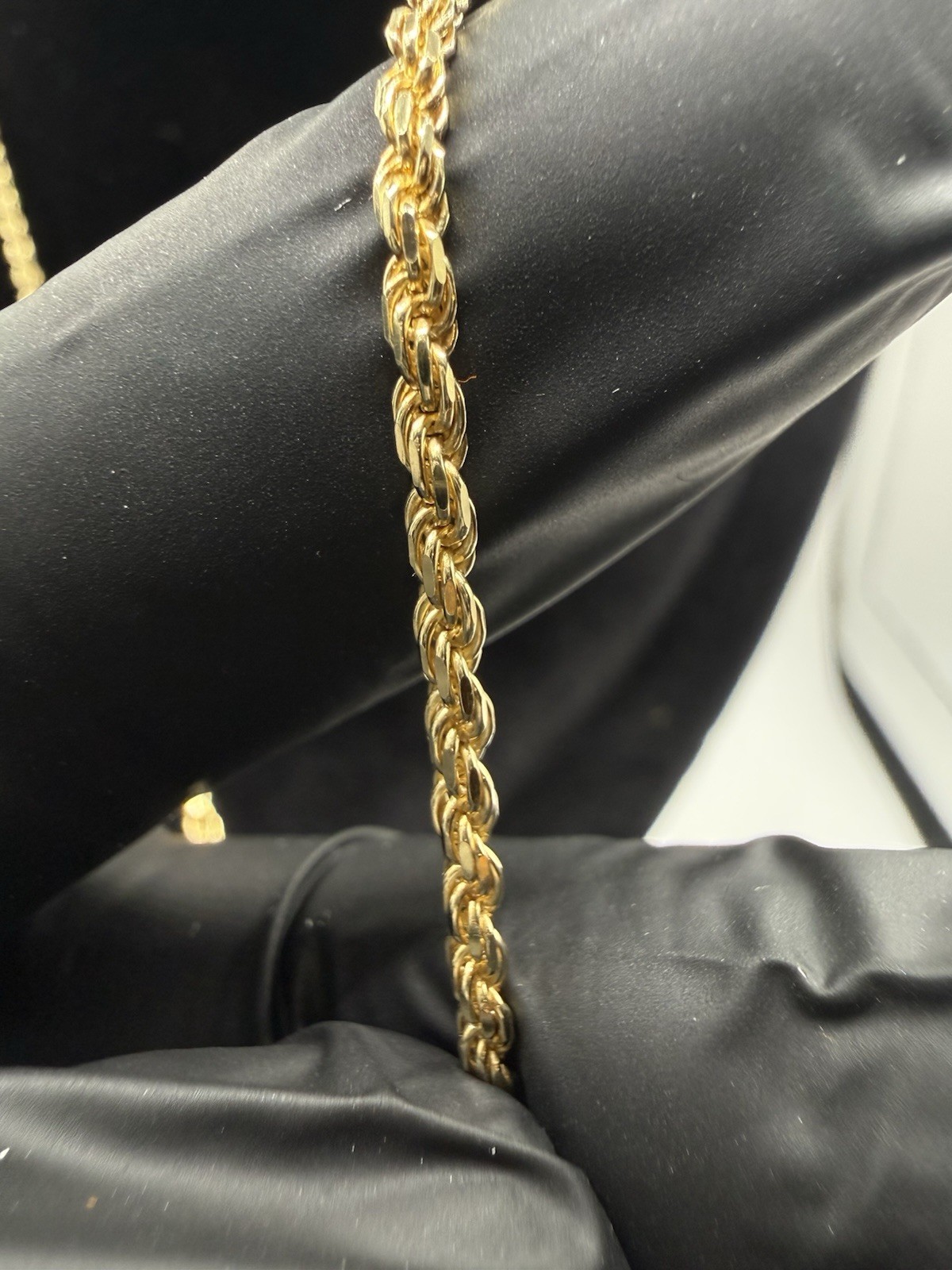 22” 925 Sterling Silver Vermeil Rope Chain w/ Moissnaite Boxing Glove 2.5mm