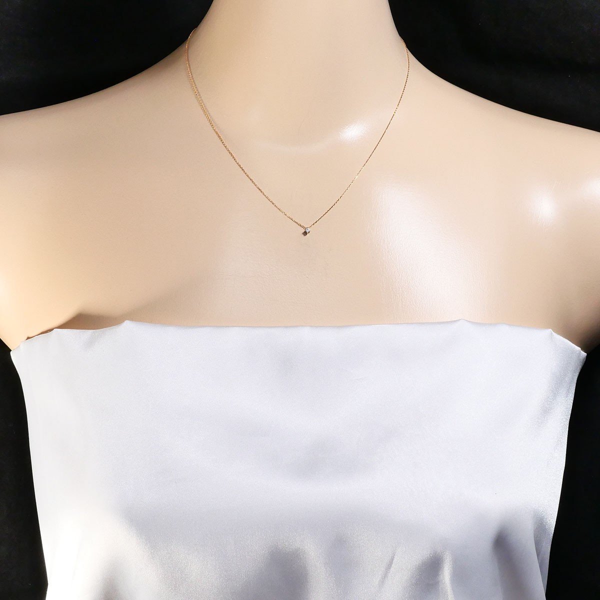 ete K10 10 gold Necklace Diamond (no carat mark) 0.7g 40cm Free shipping Used