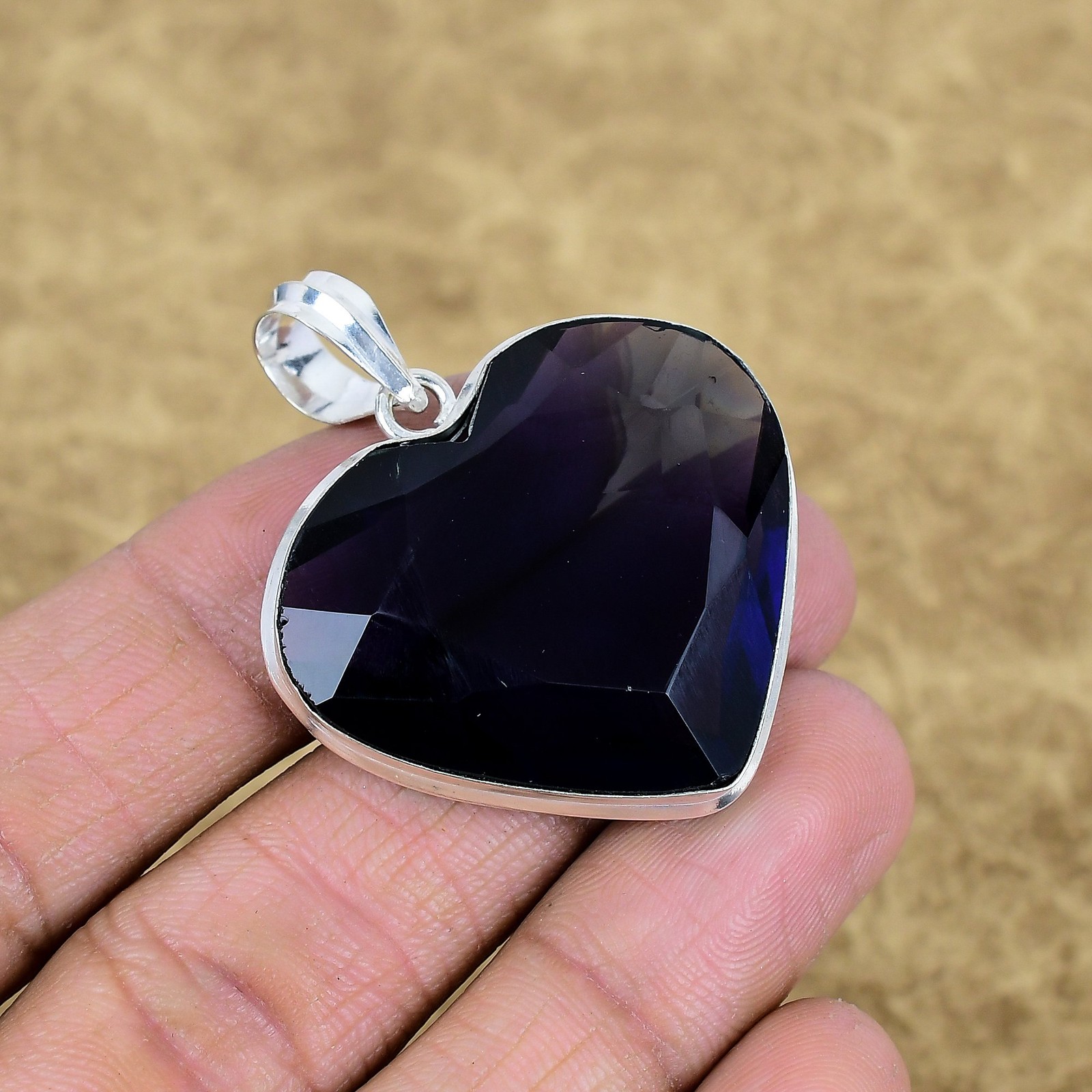 Natural African Amethyst Gemstone Pendant 925 Sterling Silver Heart Jewelry Gift