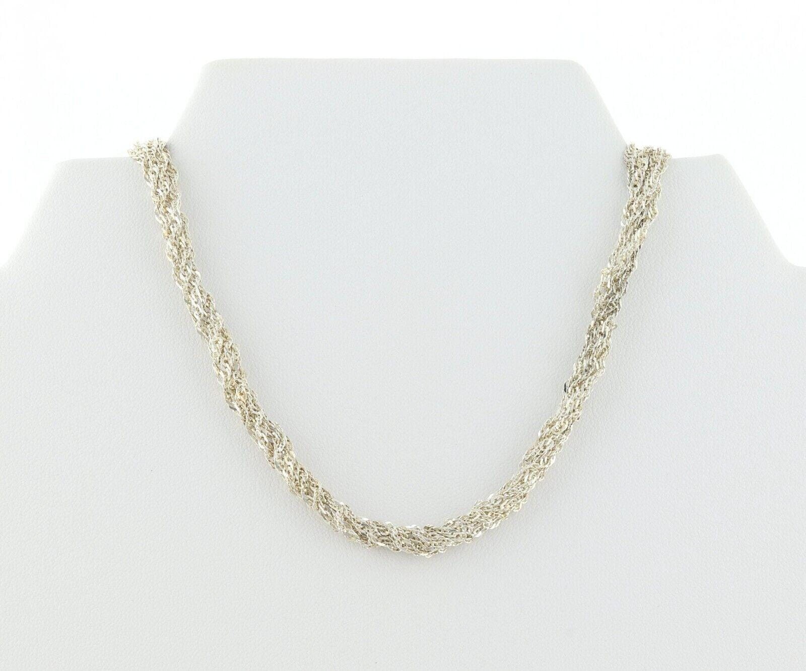 Sterling Silver Multi 7 Strand Twist Chain Necklace 18 inch chain 14 mm wide