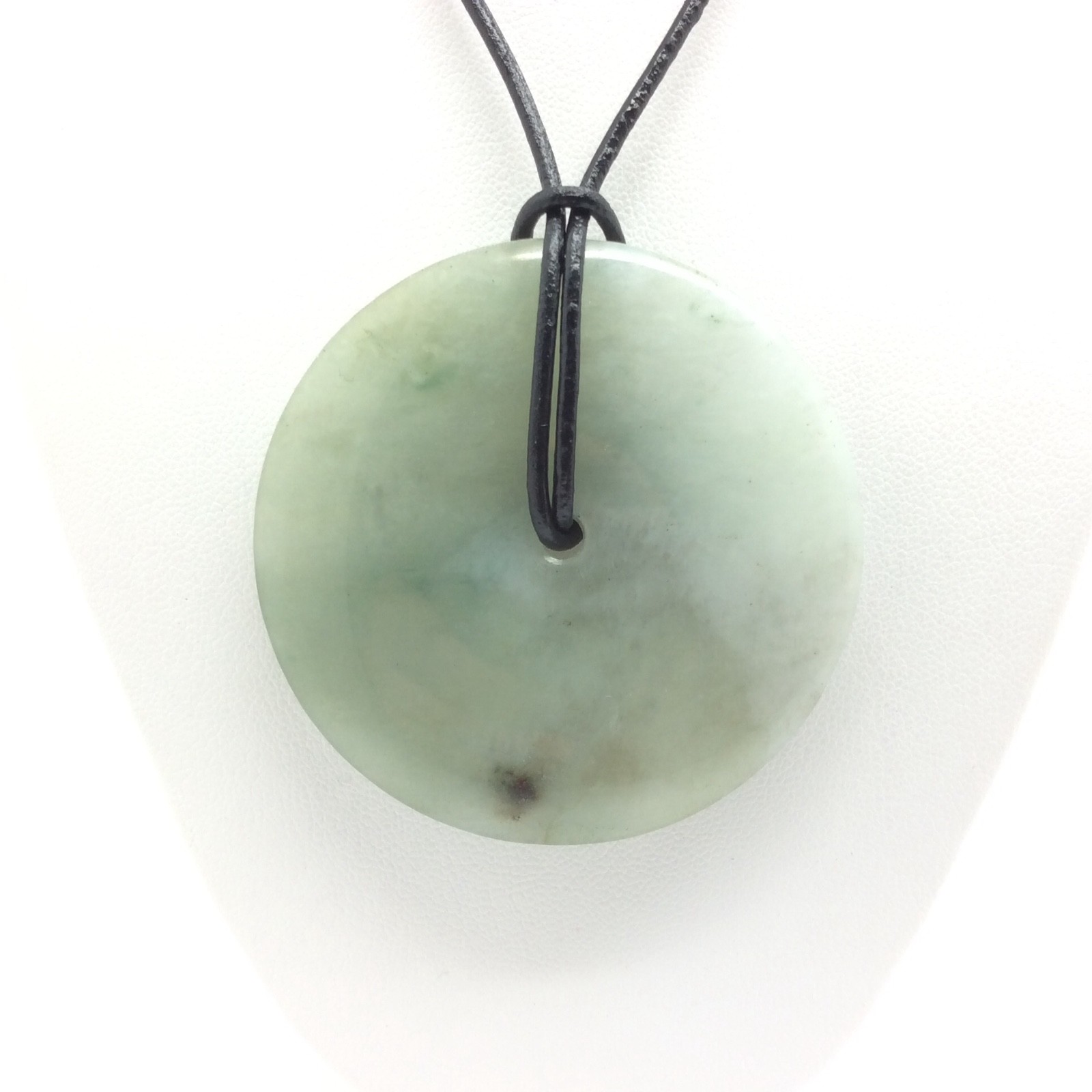 Burma Jade Pendant Large Bi Disk Green Jadeite Jade Stone Necklace Myanmar #18