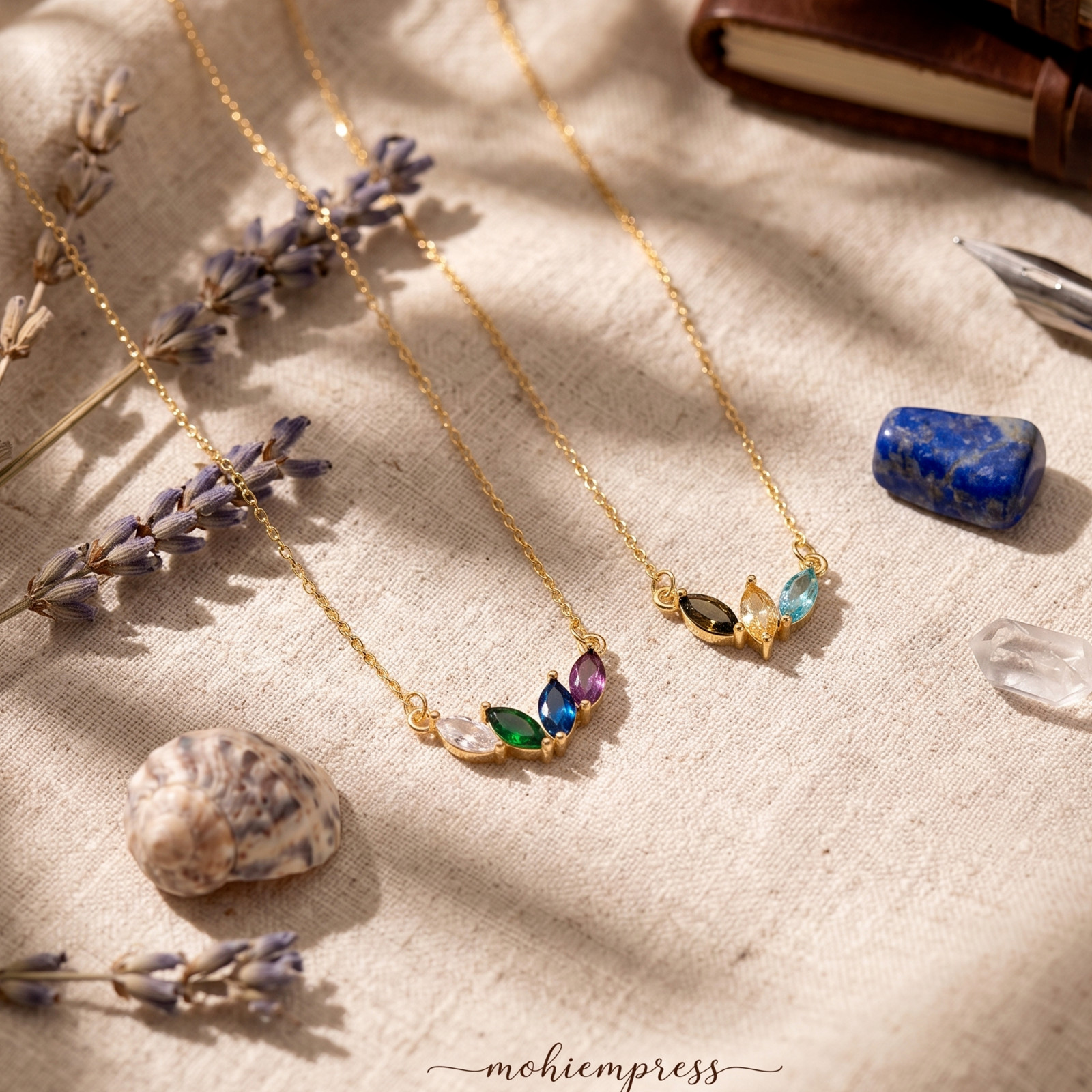 925 Sterling Silver Personalized Marquise Birthstone Necklace