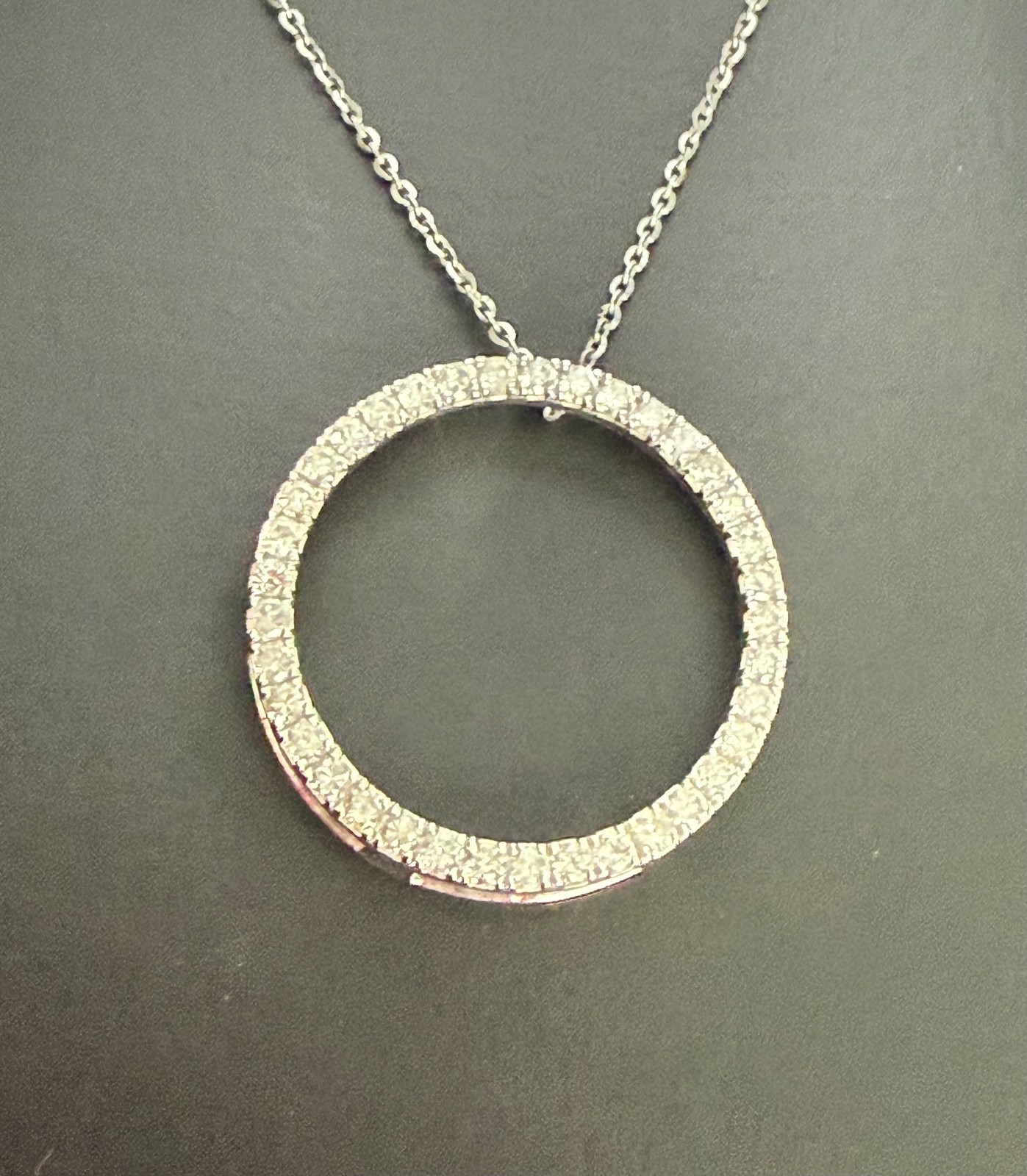 0.75 CTW LAB-GROWN DIAMOND CIRCLE PENDANT | 10K WHITE GOLD | NWOT