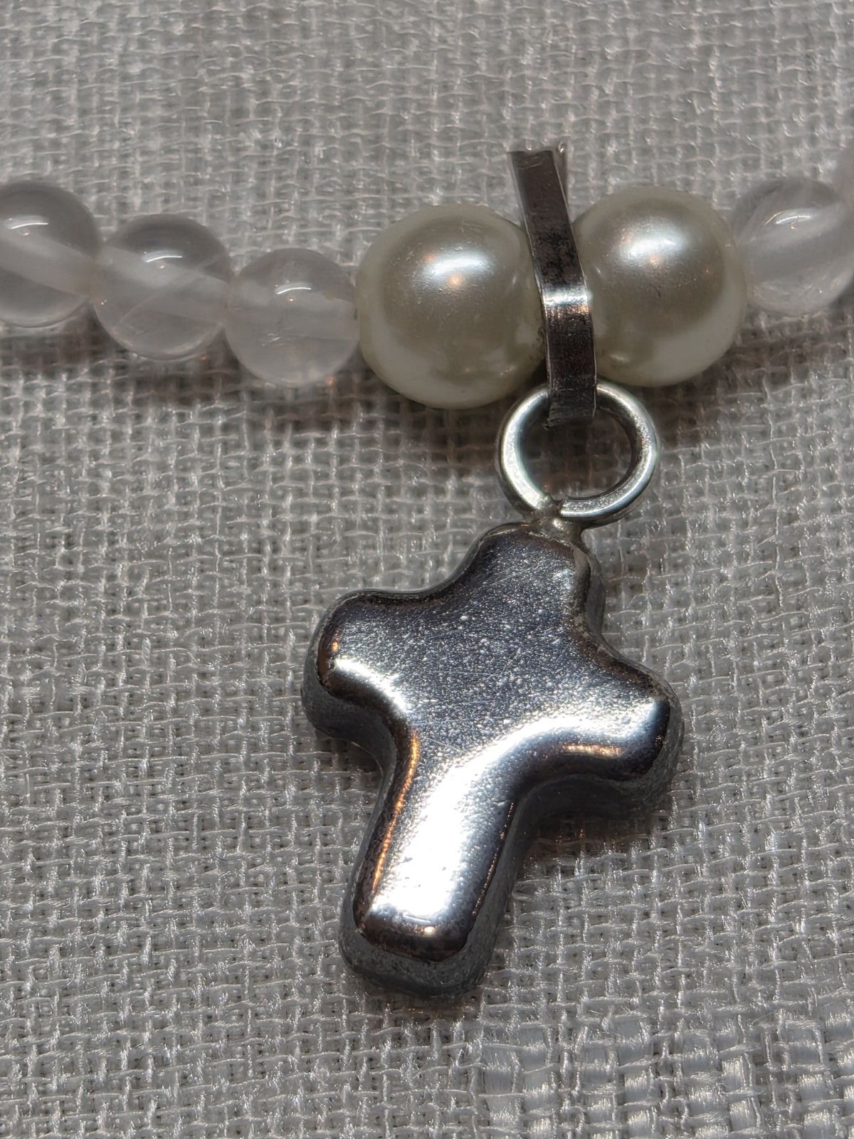 Handmade Sterling Silver Cross Pendant Real Flowers In Resin On Crystal Necklace