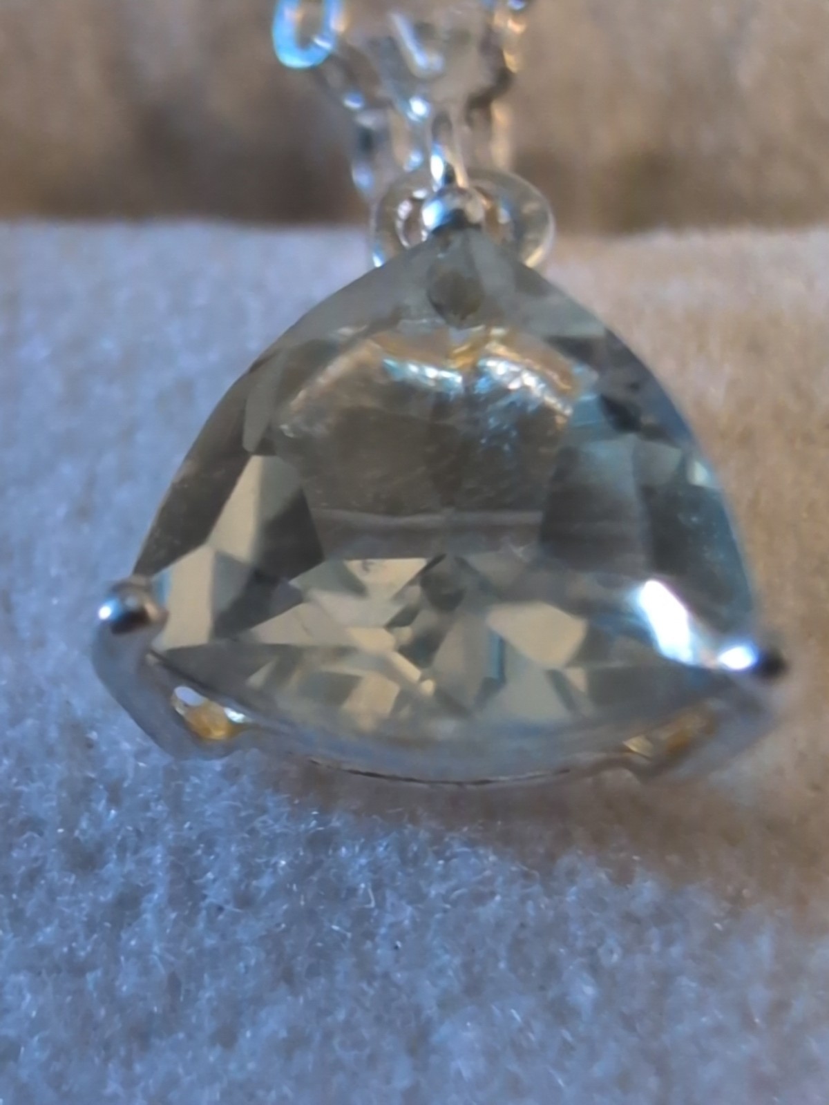 Sterling 925 Necklace Pendant 2.5CT Trillion Cut Aquamarine Loupe Clean Custom