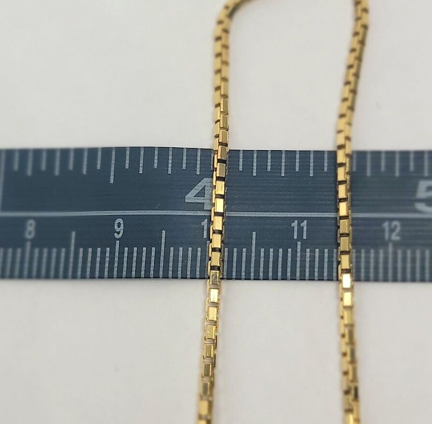 Authentic 14K Solid Yellow Gold Box Chain Necklace 1mm-2.5mm All Size 16″-30″
