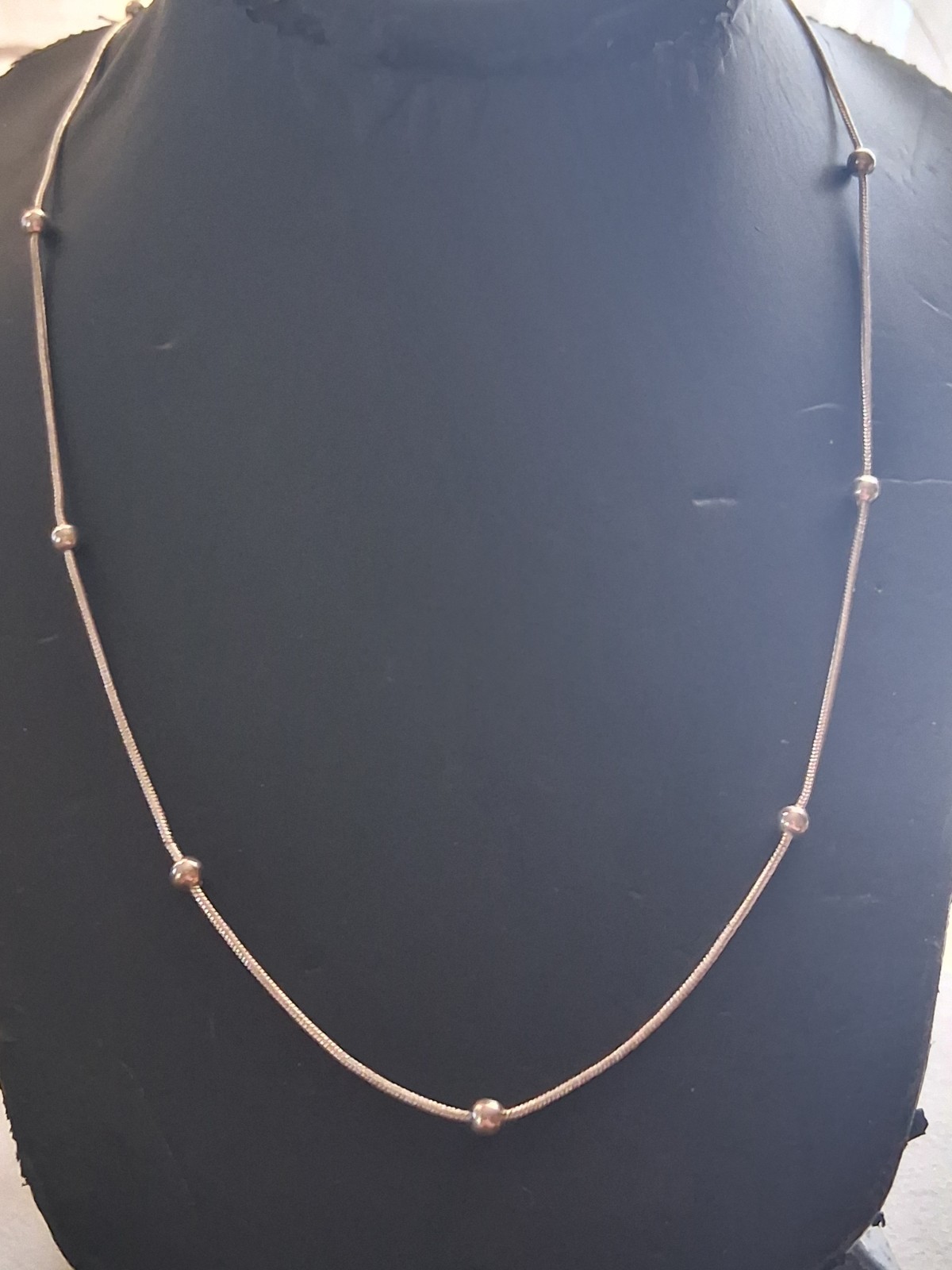 Sterling silver station bead necklace 18″, 925 Italy