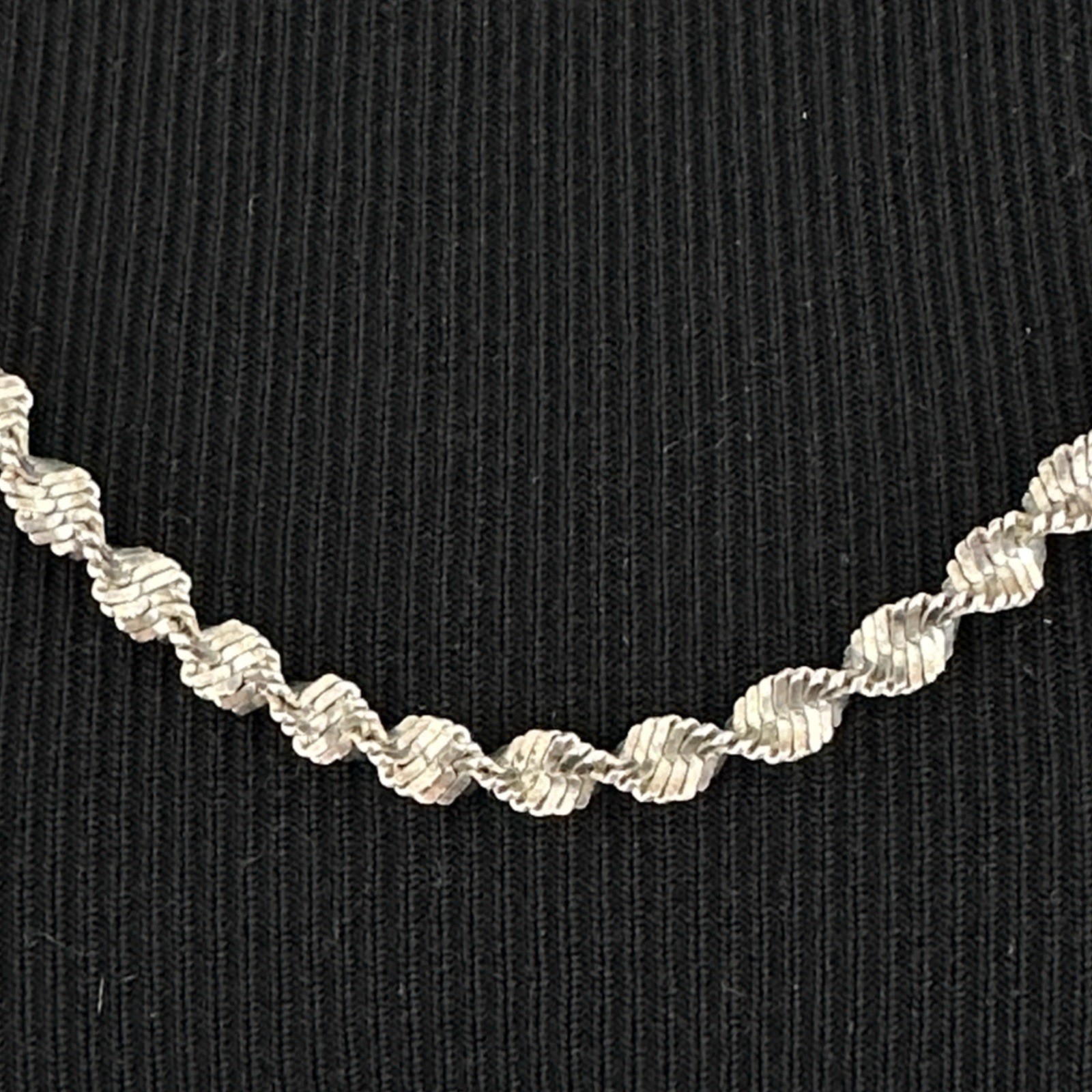 TWISTED HERRINGBONE chain necklace – 26″ sterling silver 6mm diamond-cut 28.8g