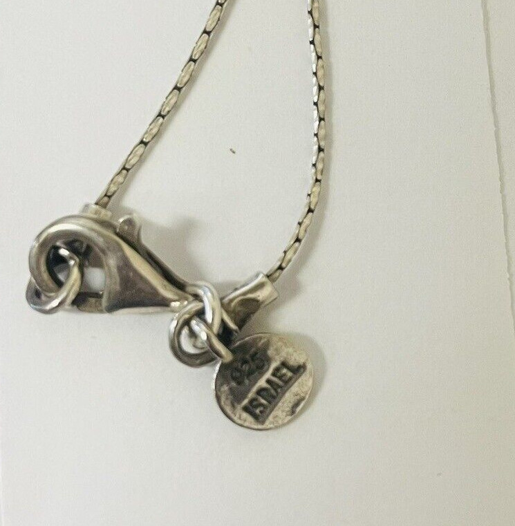 Or Paz Israel Sterling 925 Silver Station Bead Pebble Cross Necklace 36 in