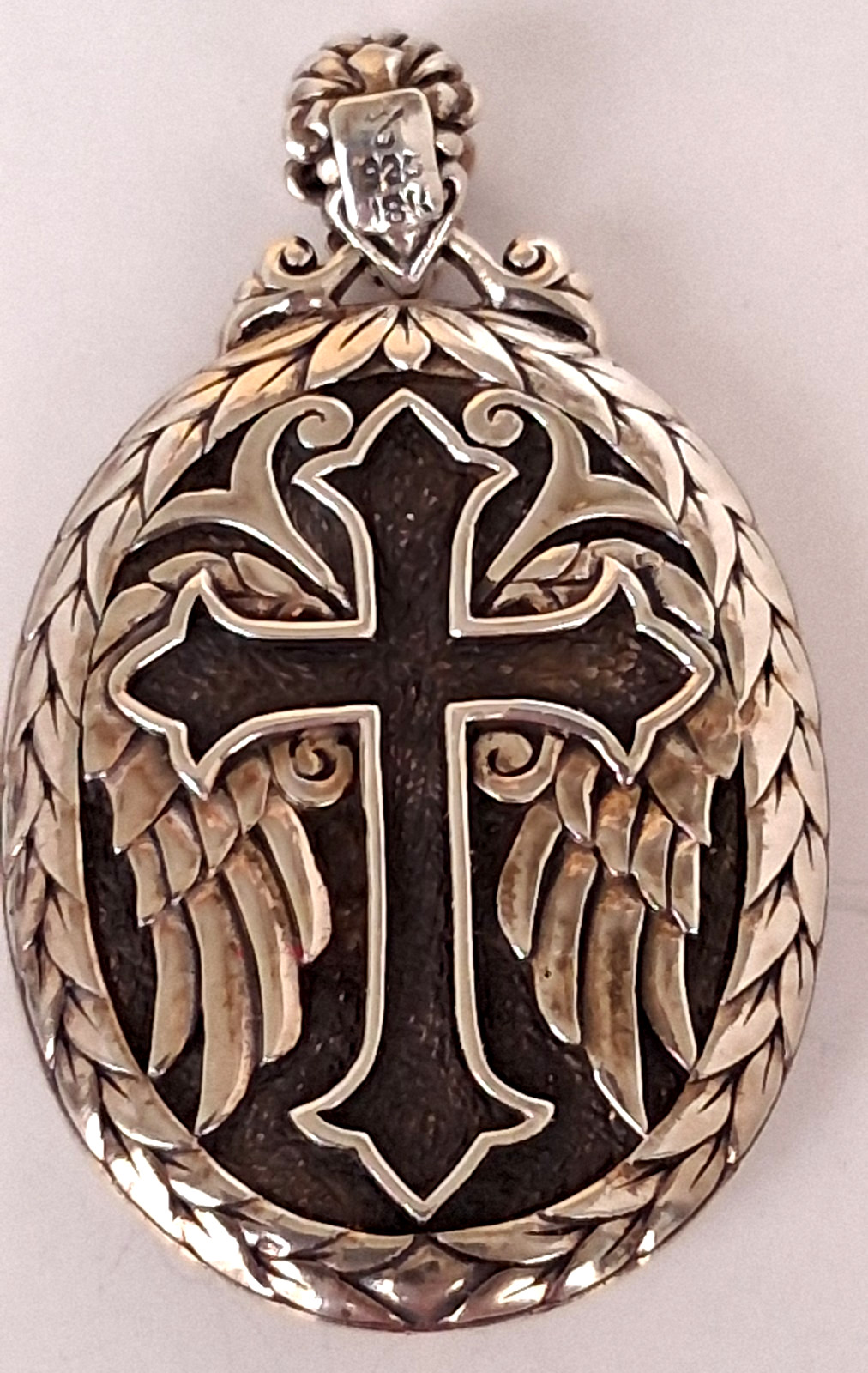 Samuel B. 925 Sterling Silver & 18K Gold Reversible Cameo Mother Mary Necklace
