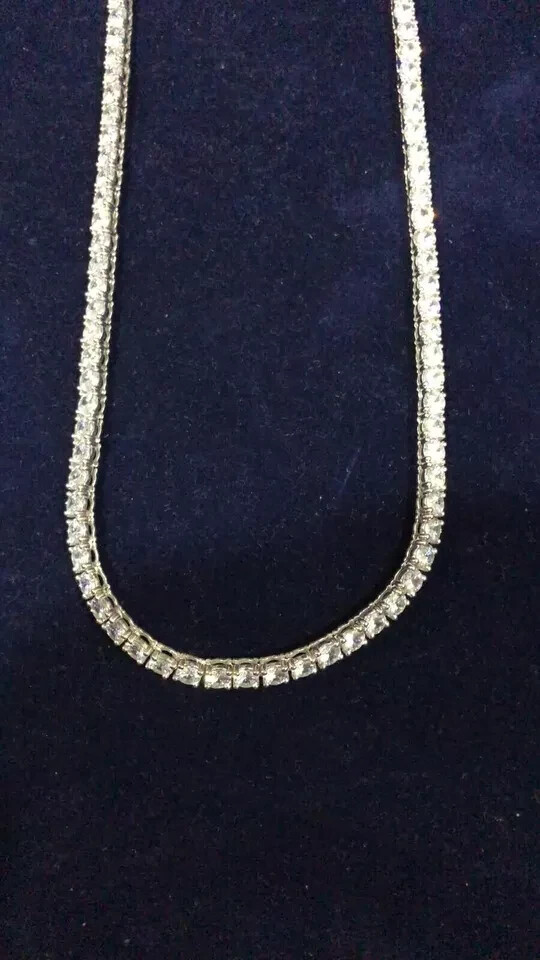 18Ct Round Cut 4 Prong 3mm Lab Created Diamond Tennis Necklace 18″