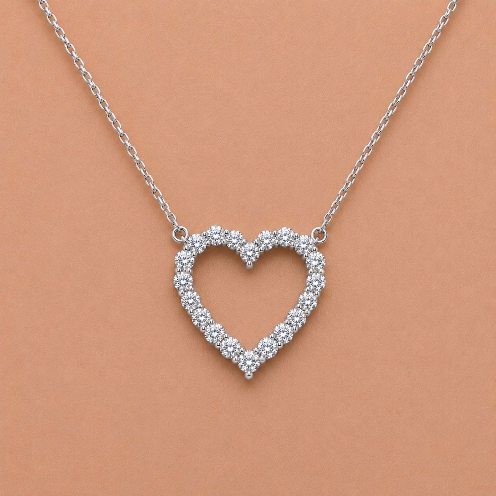 1.00ctw Round Cut F/VS+ Lab Grown Diamond Heart Pendant 925 Sterling Silver