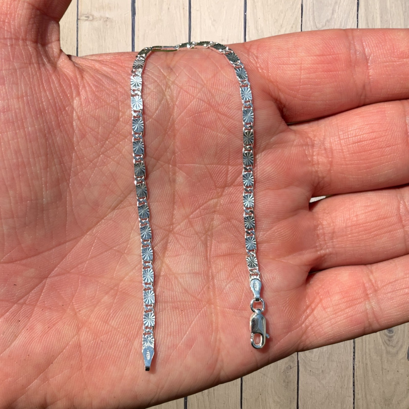 3mm Valentino Link Bracelet – Real Solid 925 Sterling Silver MADE IN ITALY