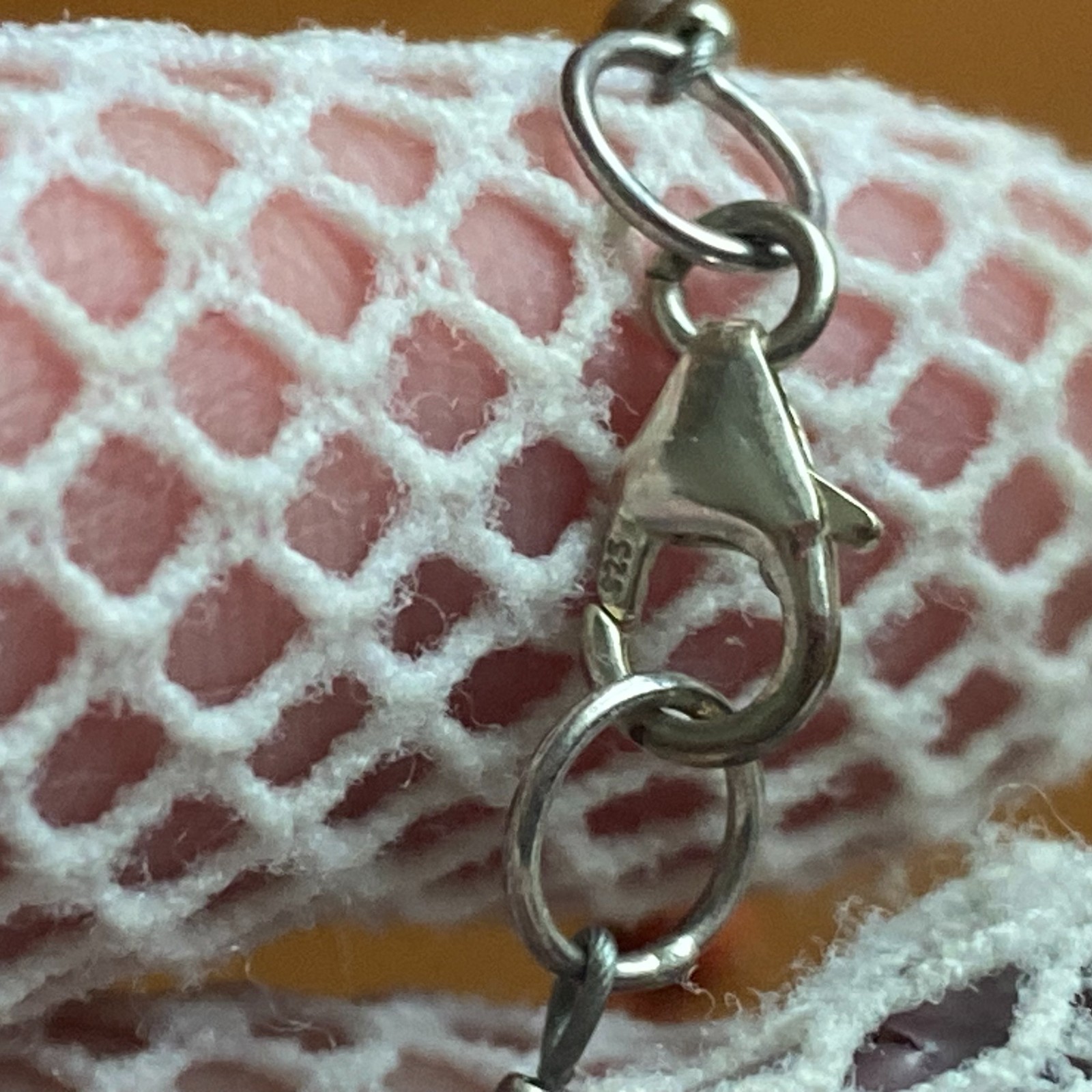 Choker necklace. 925 sterling silver. Plastic inserts with a natural stone imita