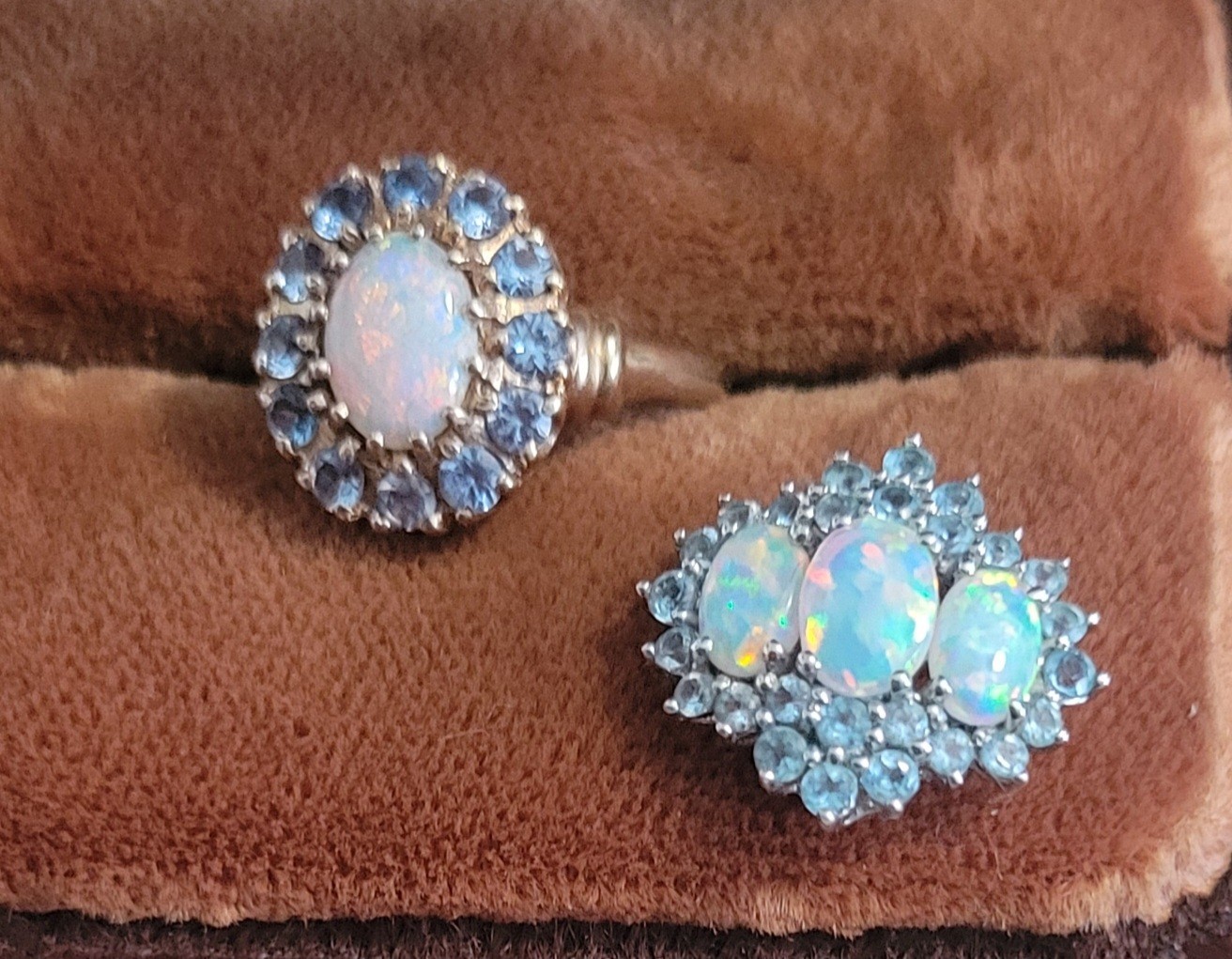 Opal And Blue Topaz Ring & Pendant