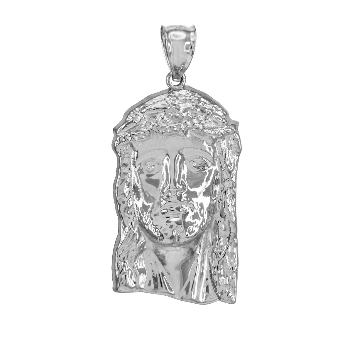 Polished Sterling Silver Jesus Face Pendant