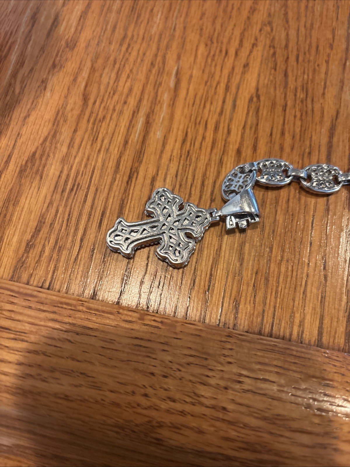 925 Silver Chain Iced Out VVS Moissanite with Cross Pendant