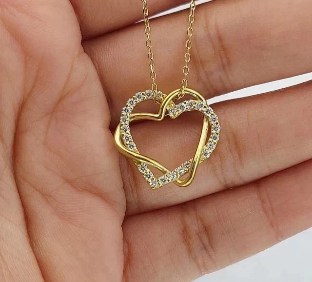 14K Yellow Gold Plated 1.10ct Lab Grown Round Diamond Beautiful Heart Pendant