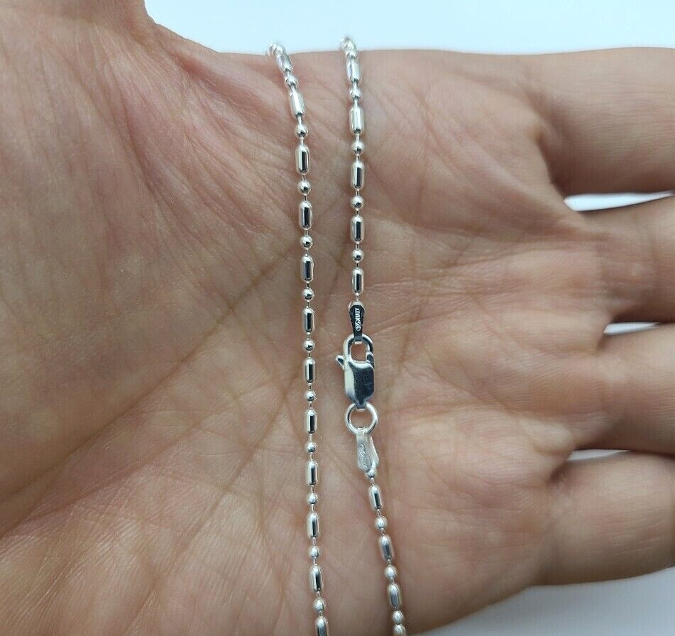 925 Sterling Silver Dot Dash Pallini Bead Ball Chain Necklace Bracelet 1.8mm