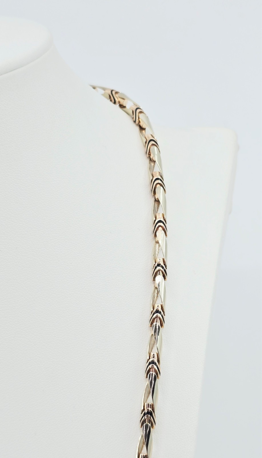 Fancy 14K Two Tone Multi Color Gold Custom Enamel Link Chain Necklace – 24.25″ L