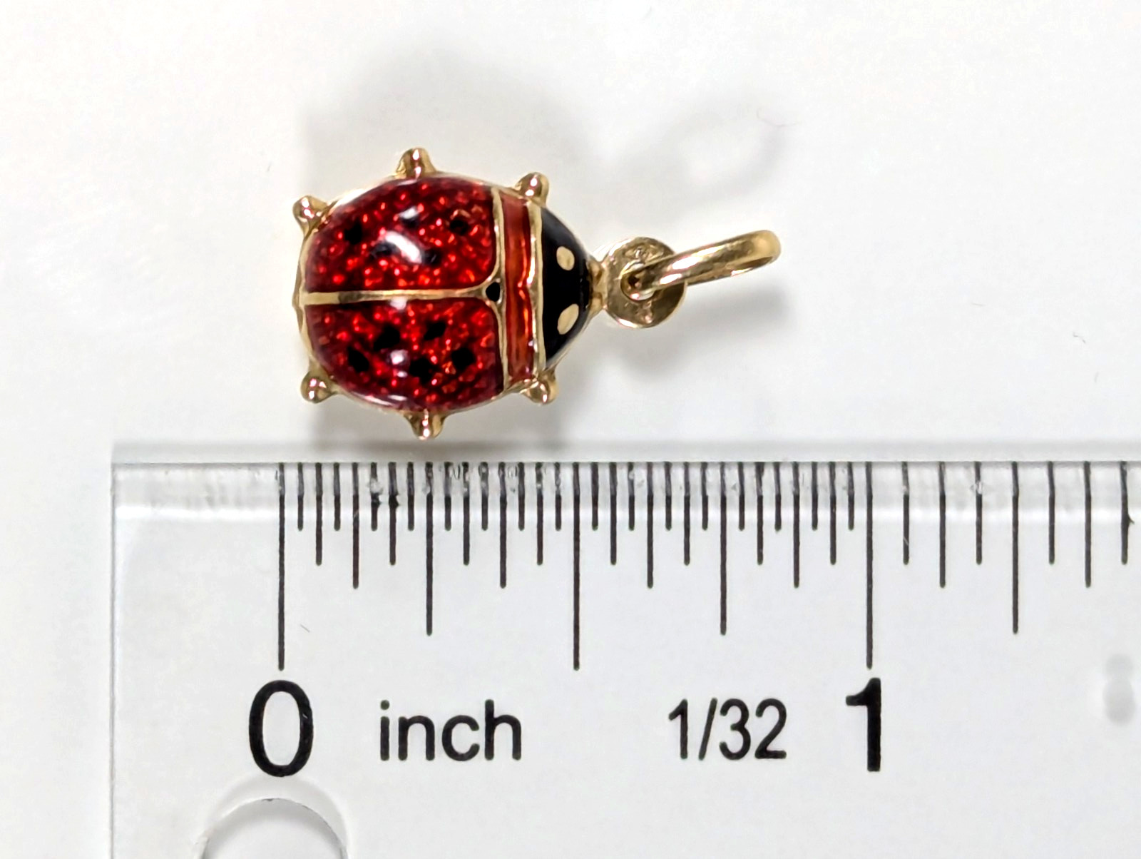 Vintage 18K SOLID Yellow Gold Lady Bug Pendant Charm Jewelry Gift FREE Shipping