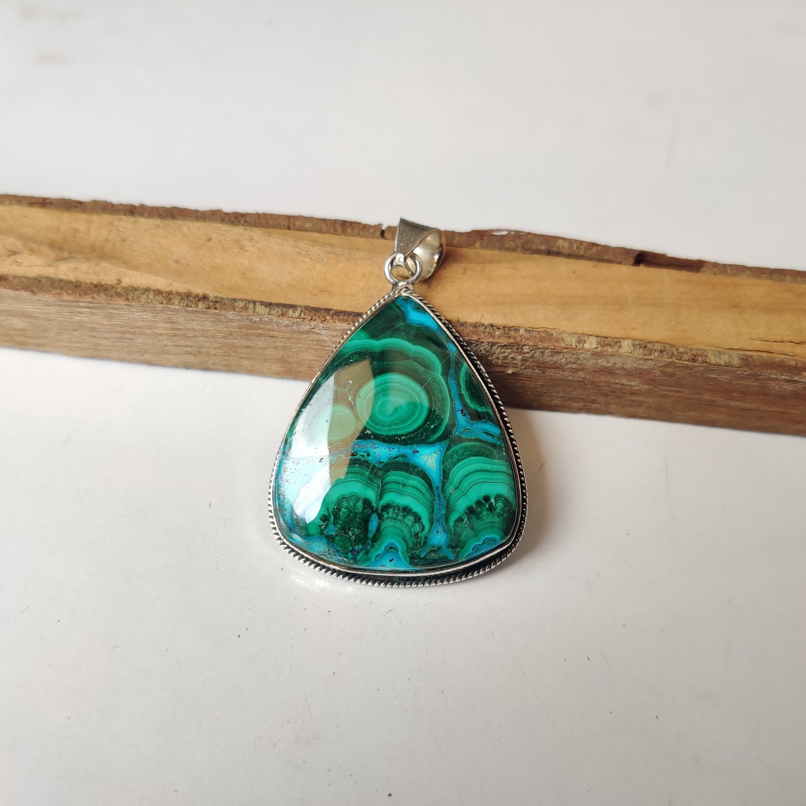 Azurite Malachite Gemstone Pendant 925 Sterling Silver Handmade Pendant BT896