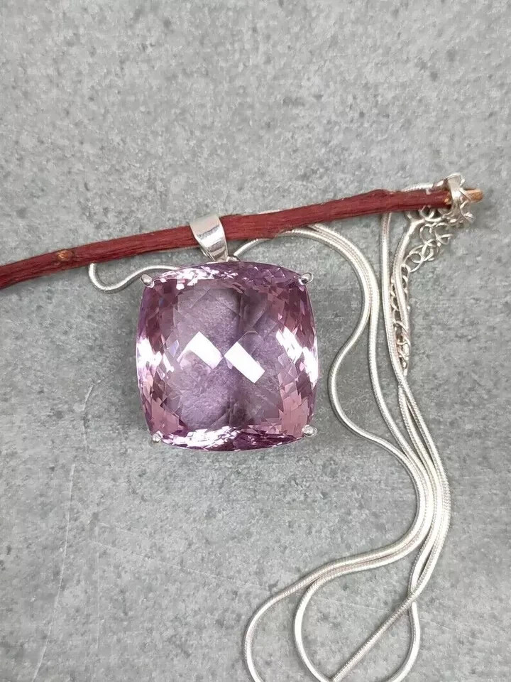 Staggering African Amethyst Gemstone 925 Sterling Silver Beautiful Pendant MK*