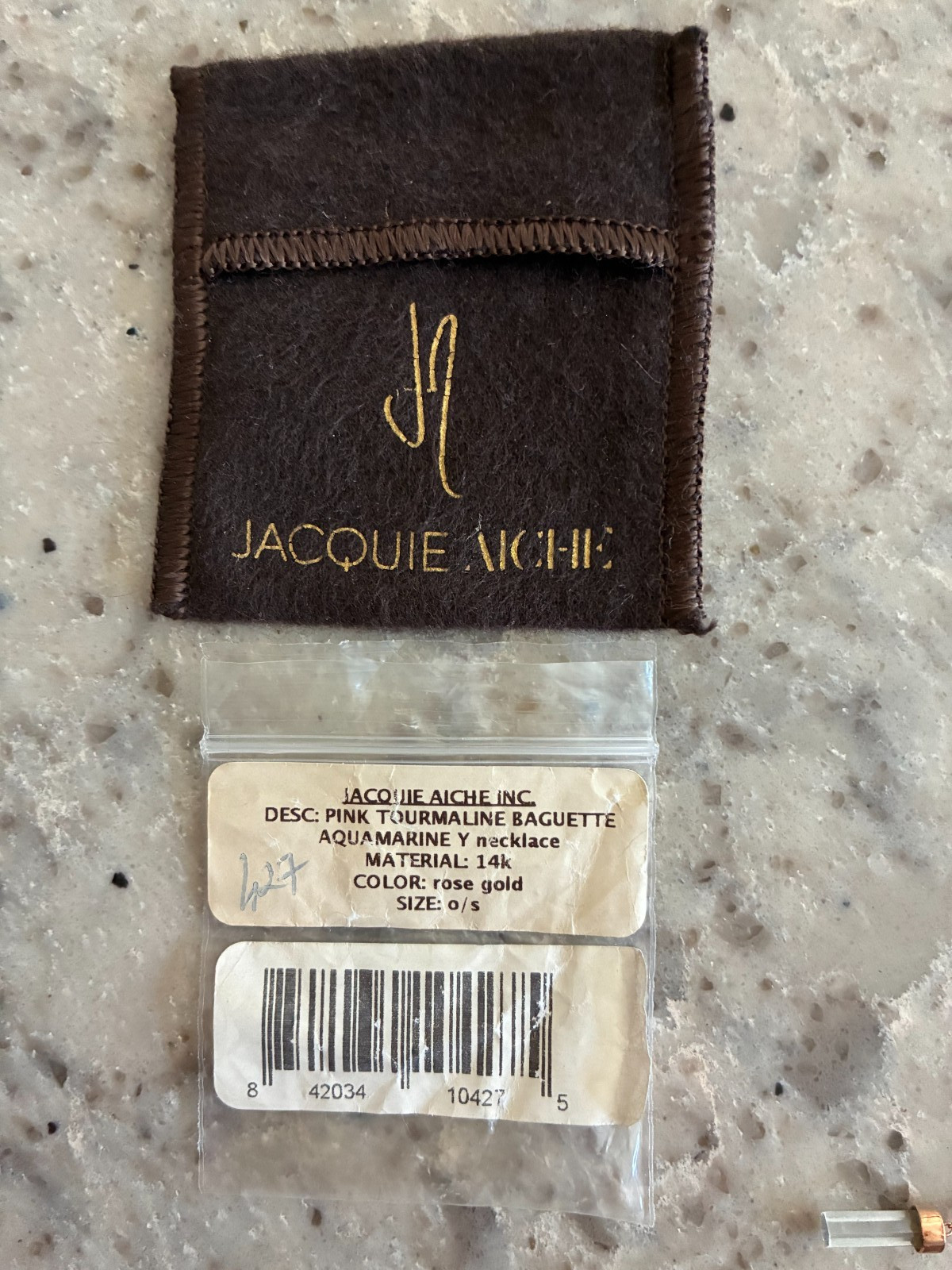 Jacquie Aiche 14k Rose Gold Tourmaline and Aquamarine Y Necklace Lariat