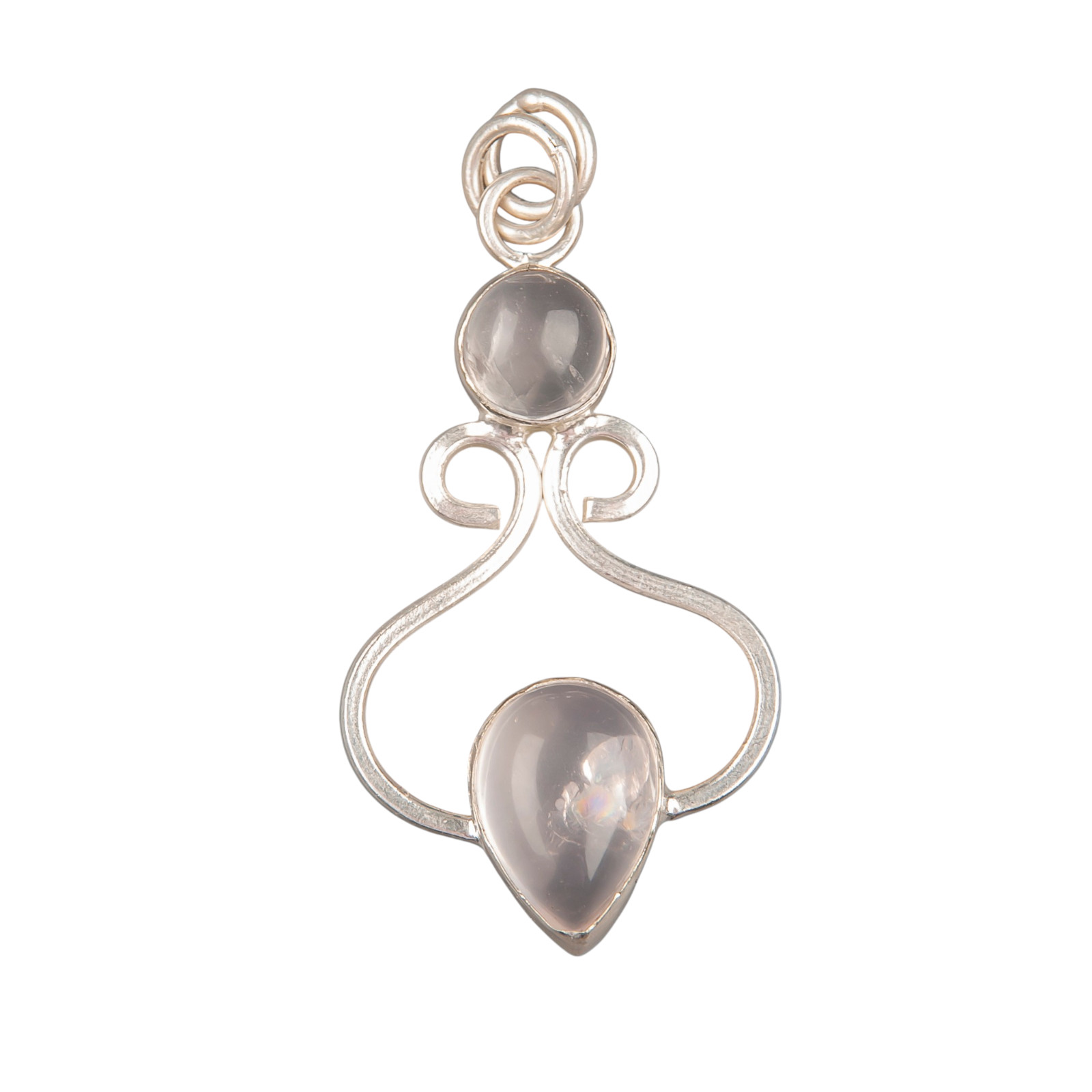 Rose Quartz Gemstone 925 Sterling Silver Designer Pendent1.60″ Gift For Women
