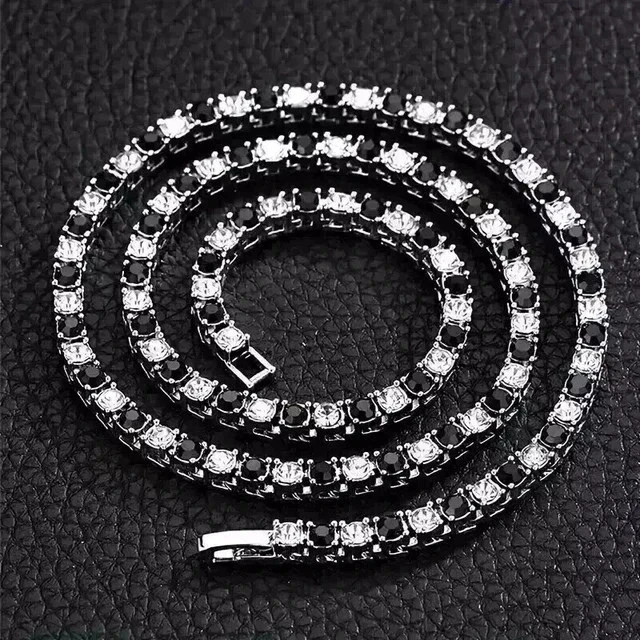 20Ct Round Cut Lab Created Black Diamond Tennis Necklace 14K White Gold Plated