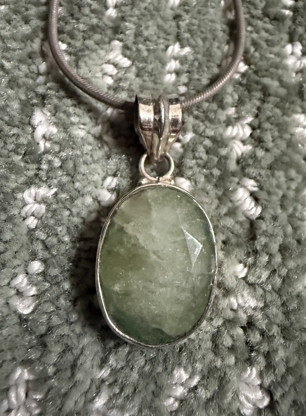 925 Sterling Silver Snake Chain Necklace W/ Very Large Pendant Tested Emerald