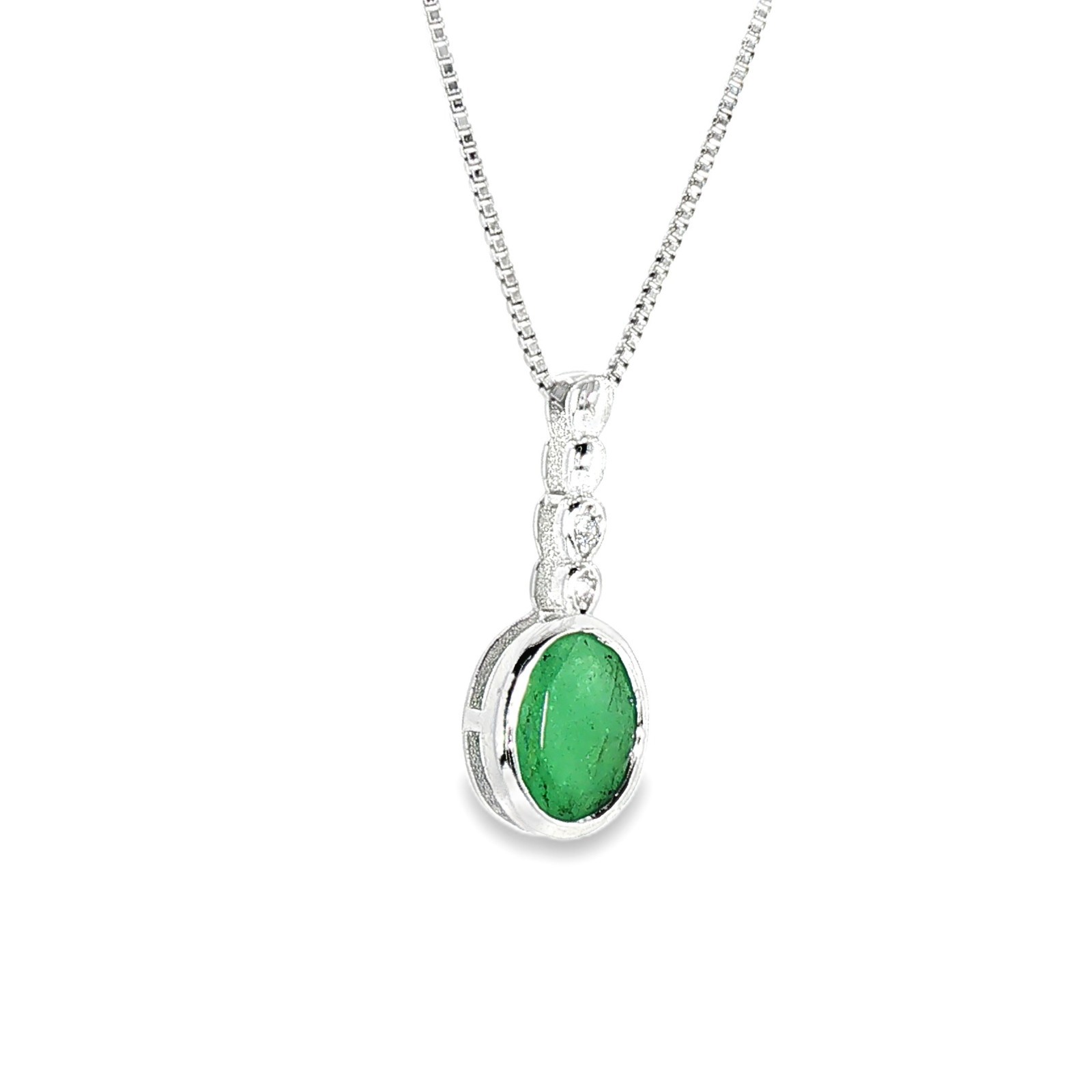 925 Sterling Silver Pendant Emerald 8x6mm Natural Gemstone Jewelry.