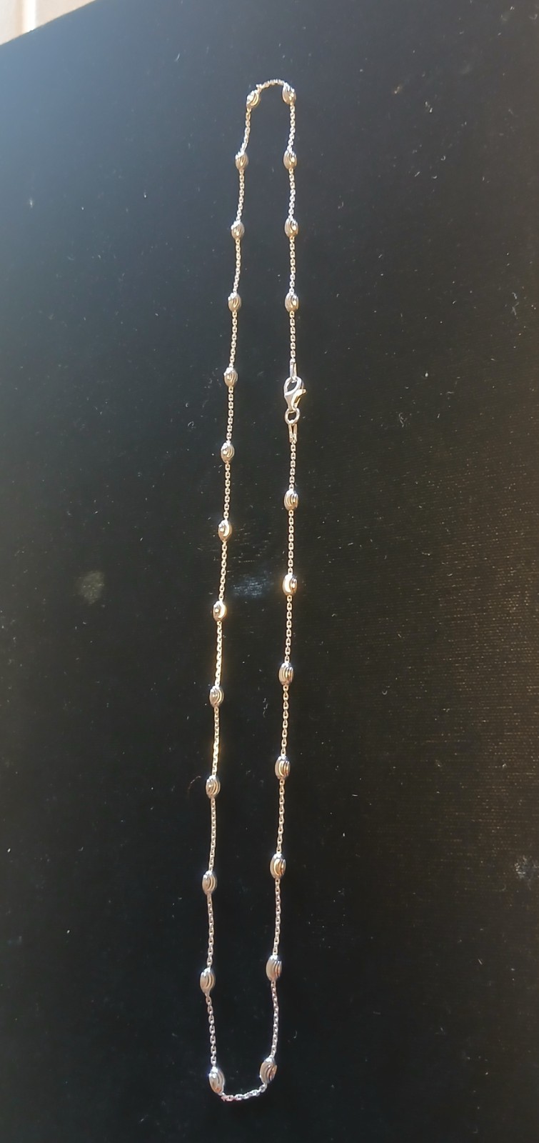 20″ Sterling Silver Station Oval Moon Cut Chain 3mm Moons 4.5 Grams 925 Italy