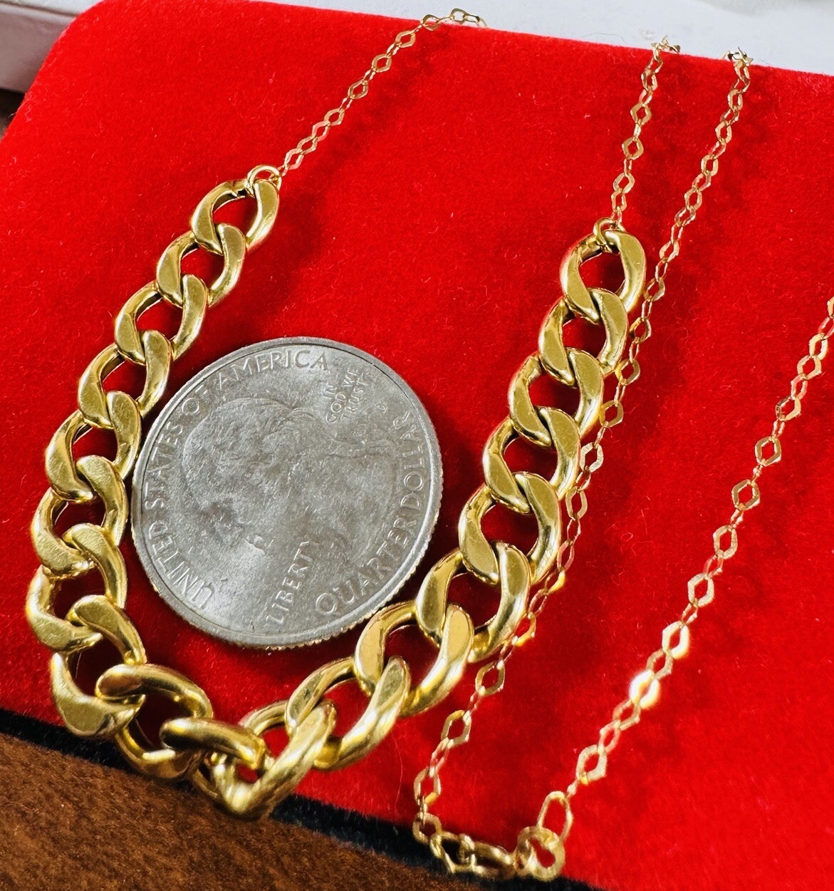 New 18K 750 Fine Dubai Saudi Gold Curb Cuban Necklace Women’s 16” long 6.4g