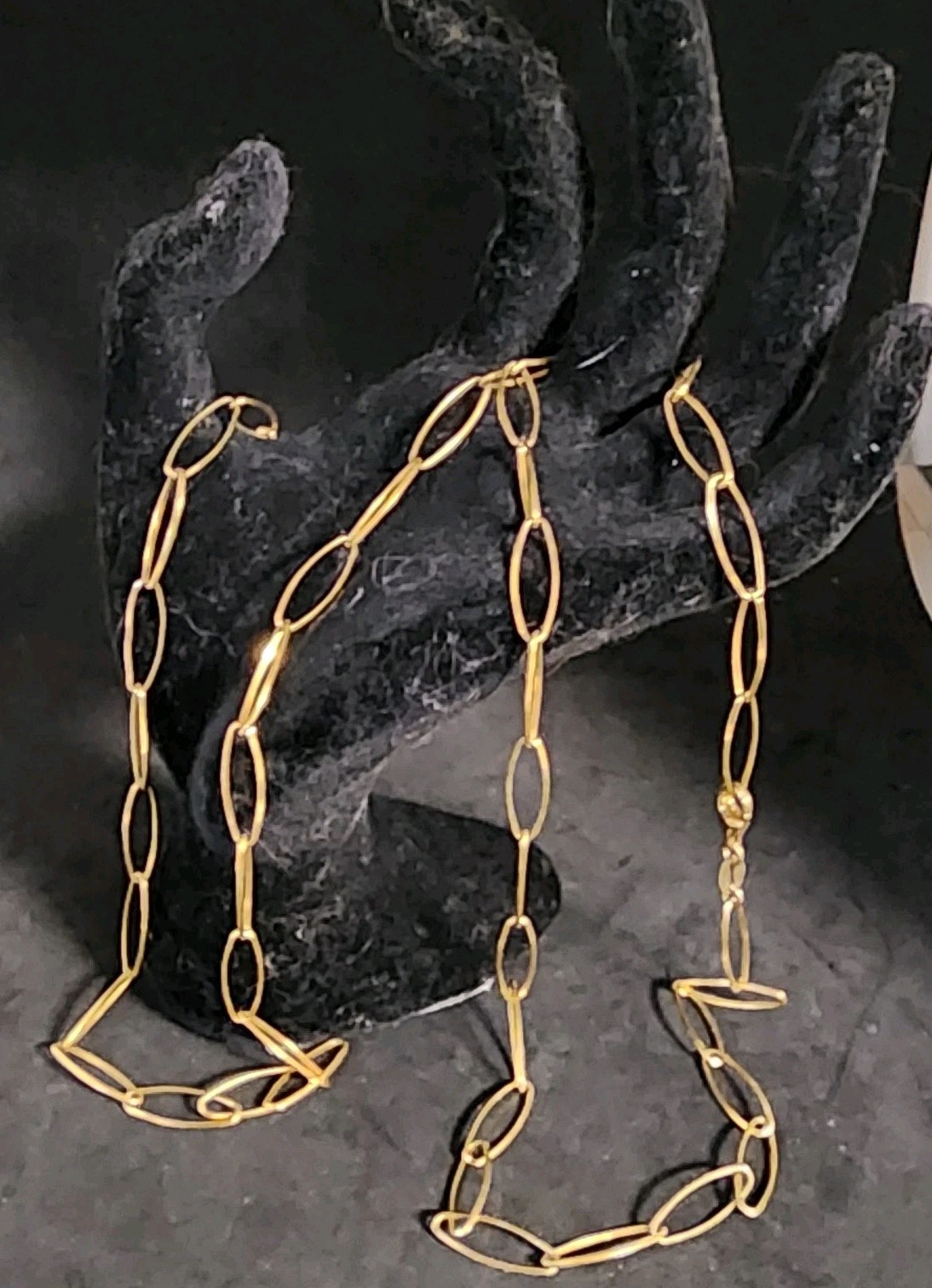 Sterling Silver Gold Tone 925 Italy Italian Paperclip Link Necklace 36 In Long