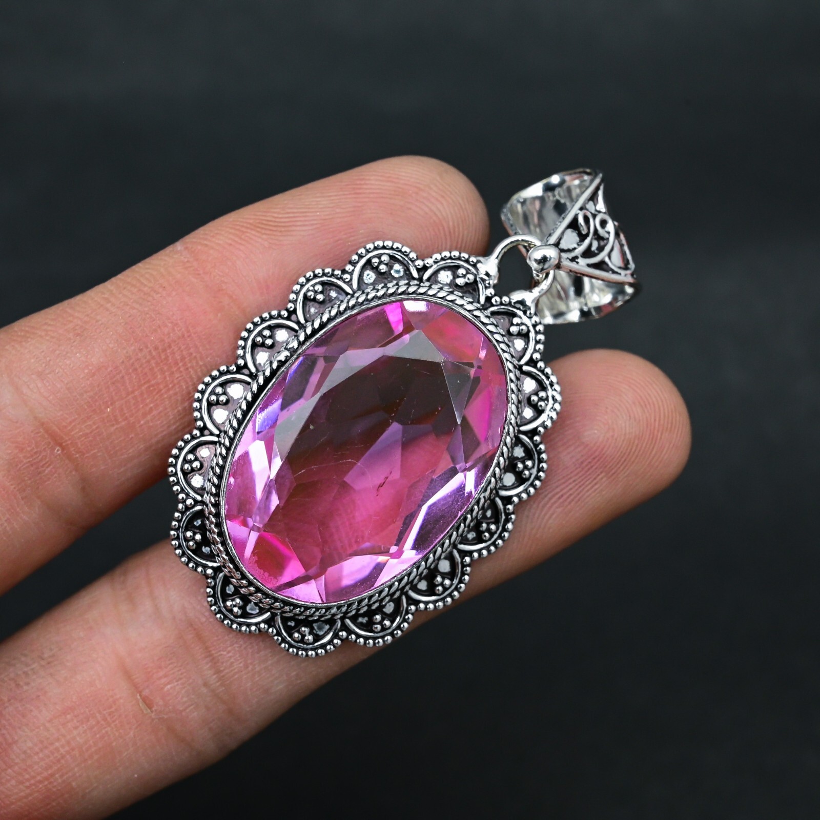 Pink kunzite Gemstone 925 Sterling Silver Pendant Handmade Fine Jewelry Gift For
