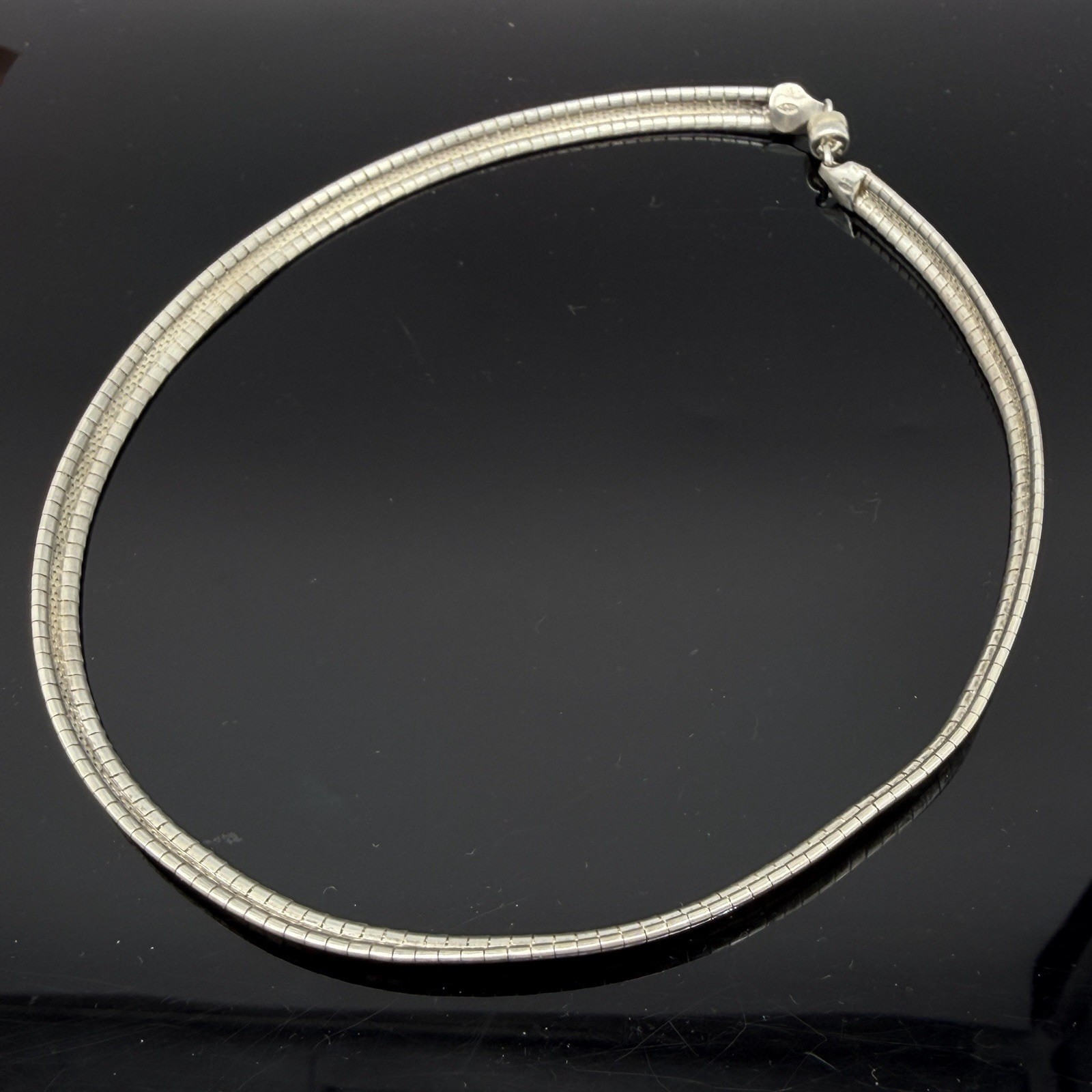 READ Vintage 925 Sterling Italian 6mm Omega Chain Choker Silver Necklace 15″