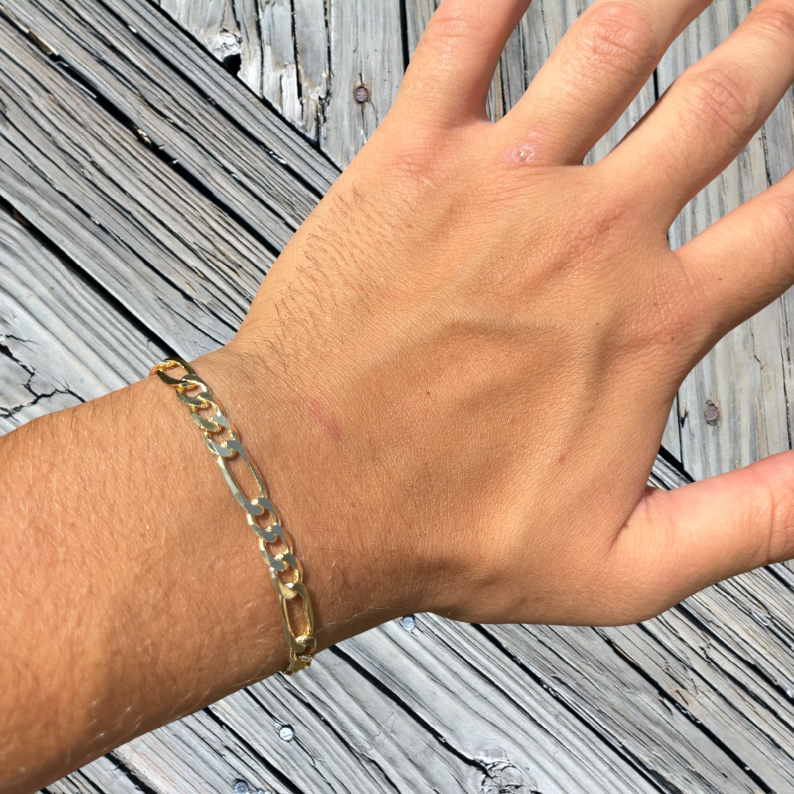 6mm Figaro Bracelet Link – Real Solid 925 Sterling Silver Or 14k Gold Vermeil