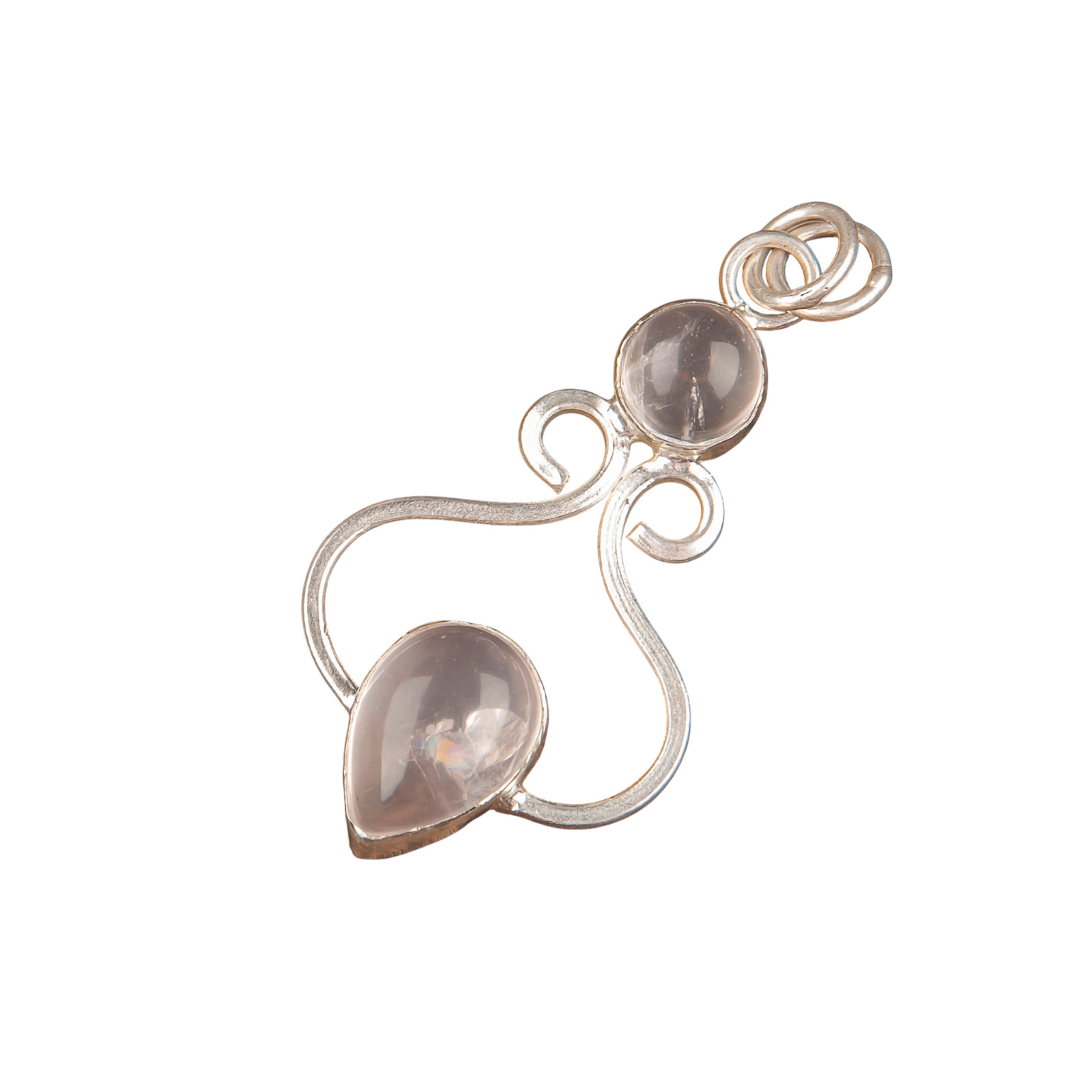 Rose Quartz Gemstone 925 Sterling Silver Designer Pendent1.60″ Gift For Women