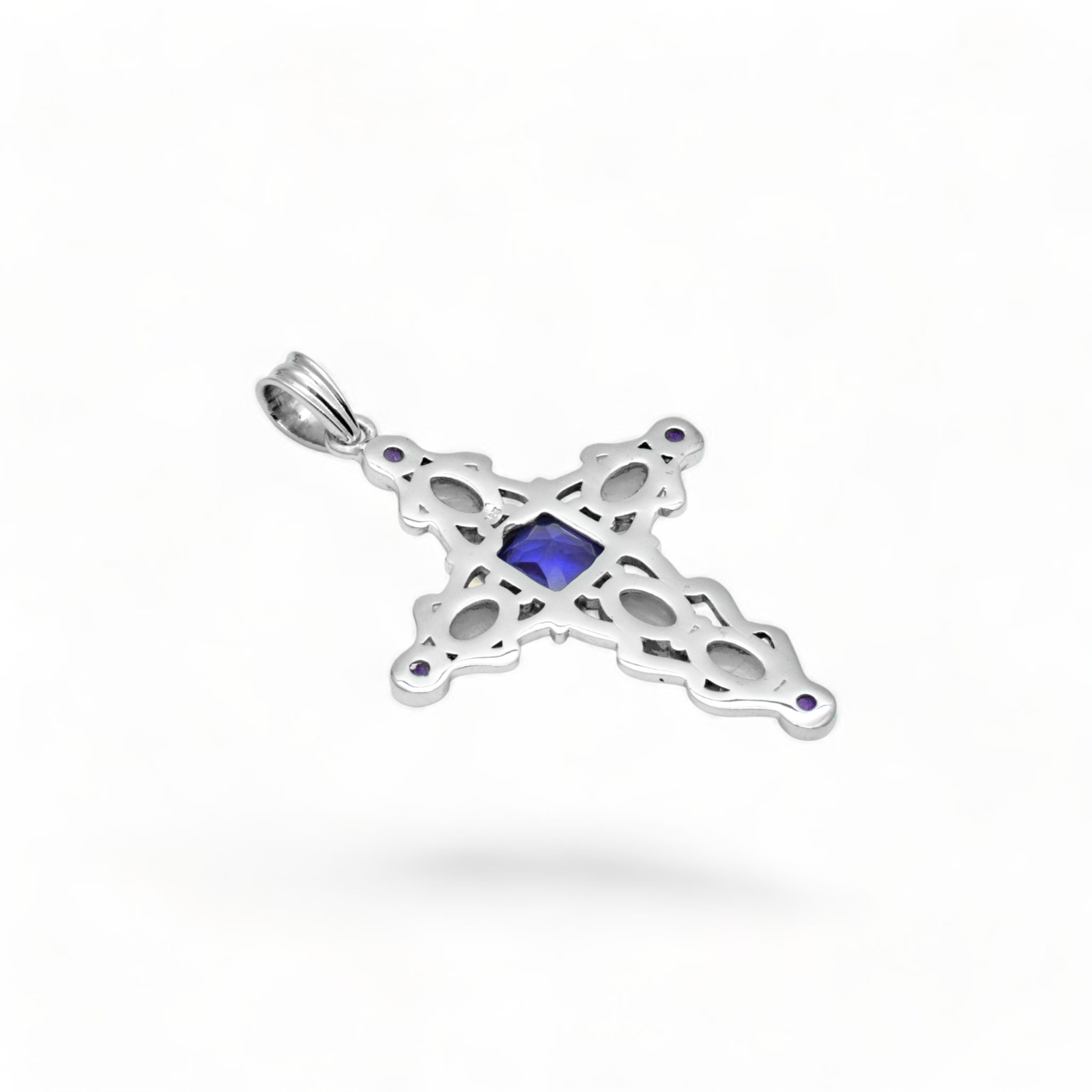Amethyst And Moonstone Cross Pendant Sterling Silver 925 Christian Jewelry Gift