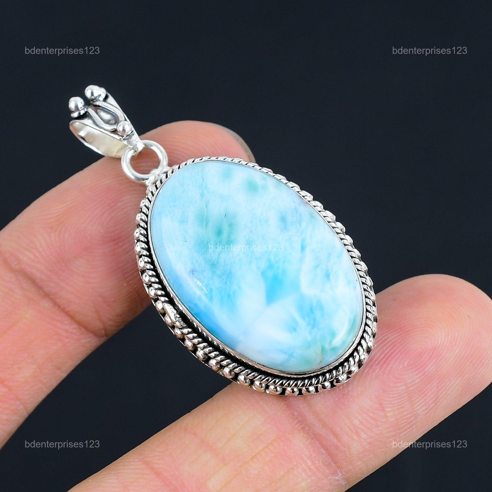 925 Sterling Silver Throat Chakra Larimar Gemstone Birthday Anniversary Pendant