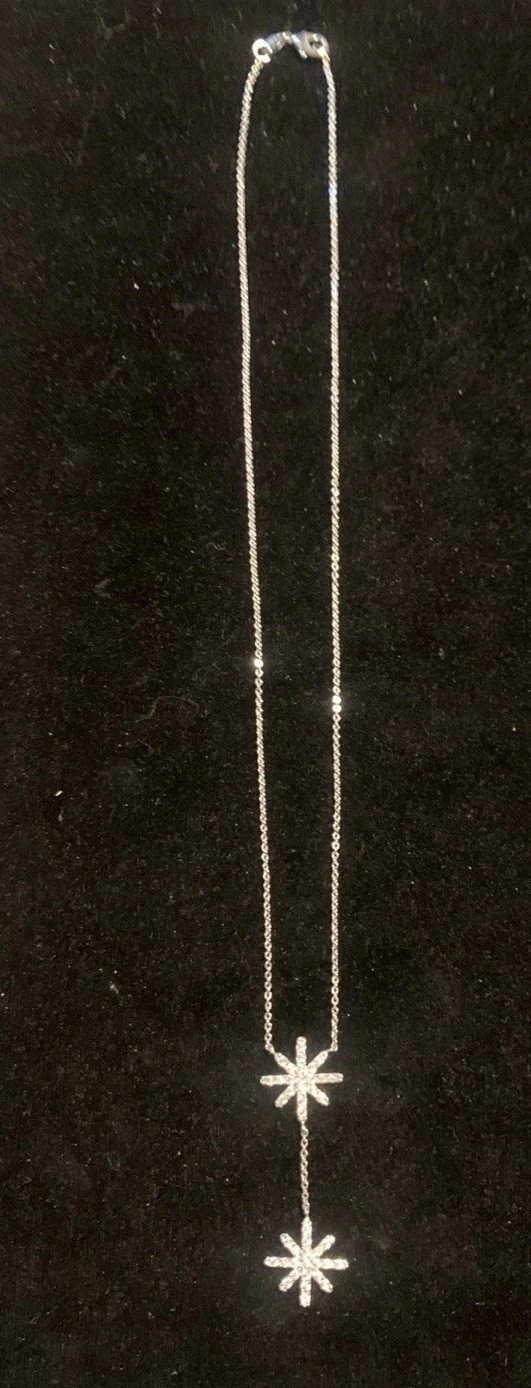 Beautiful Delicate 925 Sterling Silver Snowflake Lariat Necklace Excellent