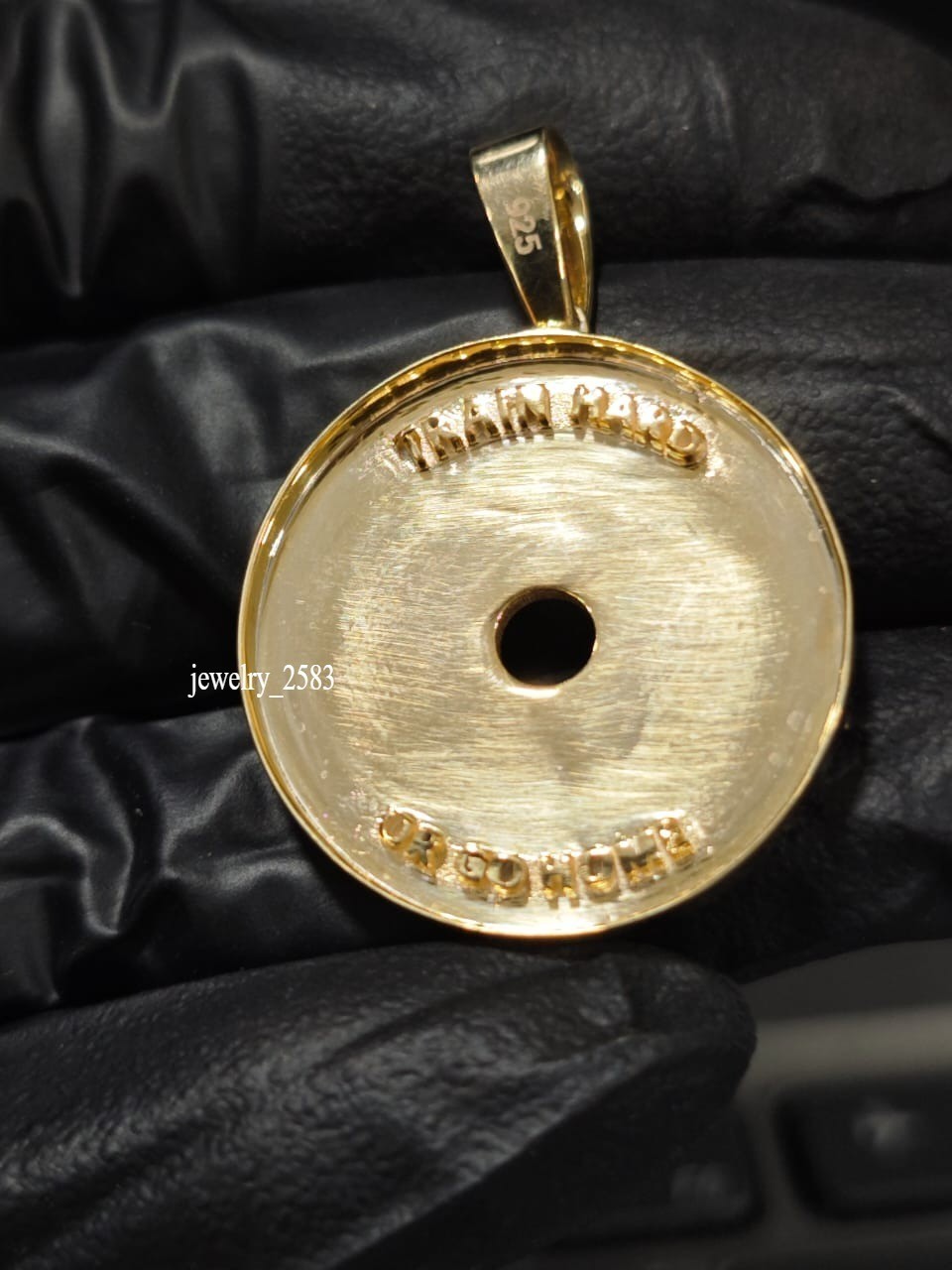 Lab Grown Diamond Men Custom Barbell Border Pendant Gift For Him 925SS