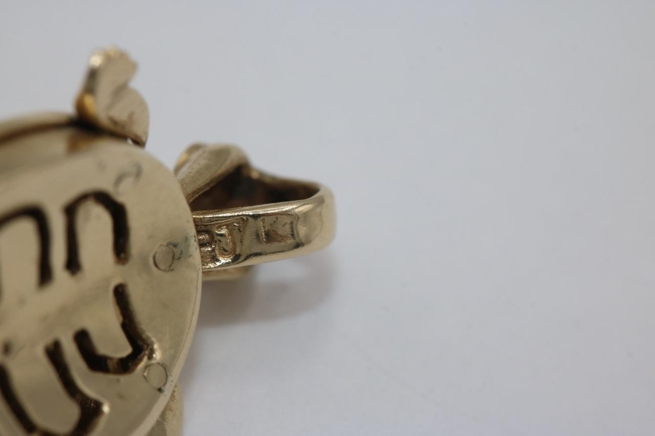 14K Tri Color Gold Turtle Pendant Charm with Red Stones Religious Virgin Mary