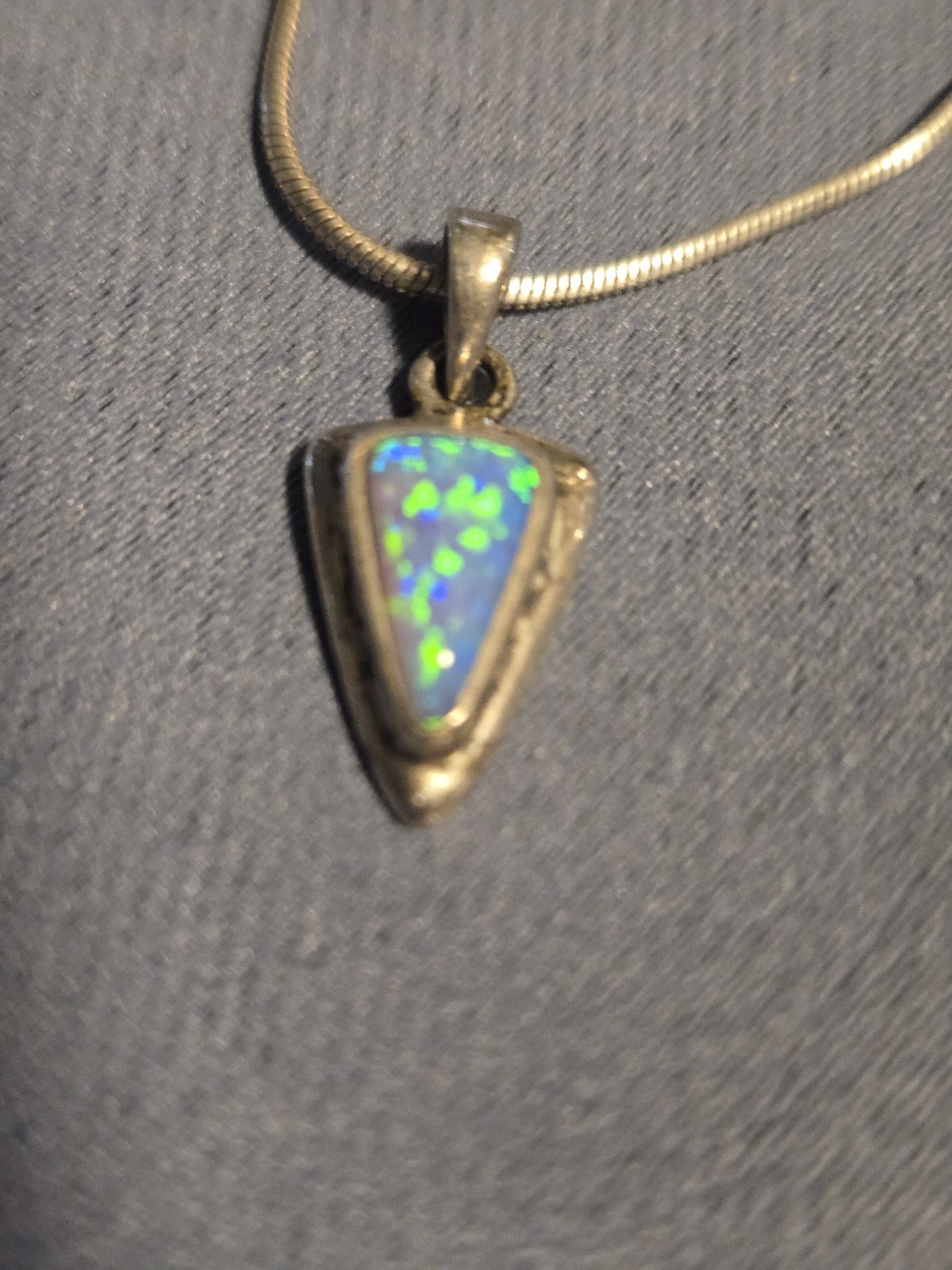 Vintage Designer Indigo Sterling & Jelly Opal Pendant 5/8″ Long 3/8″ Wide