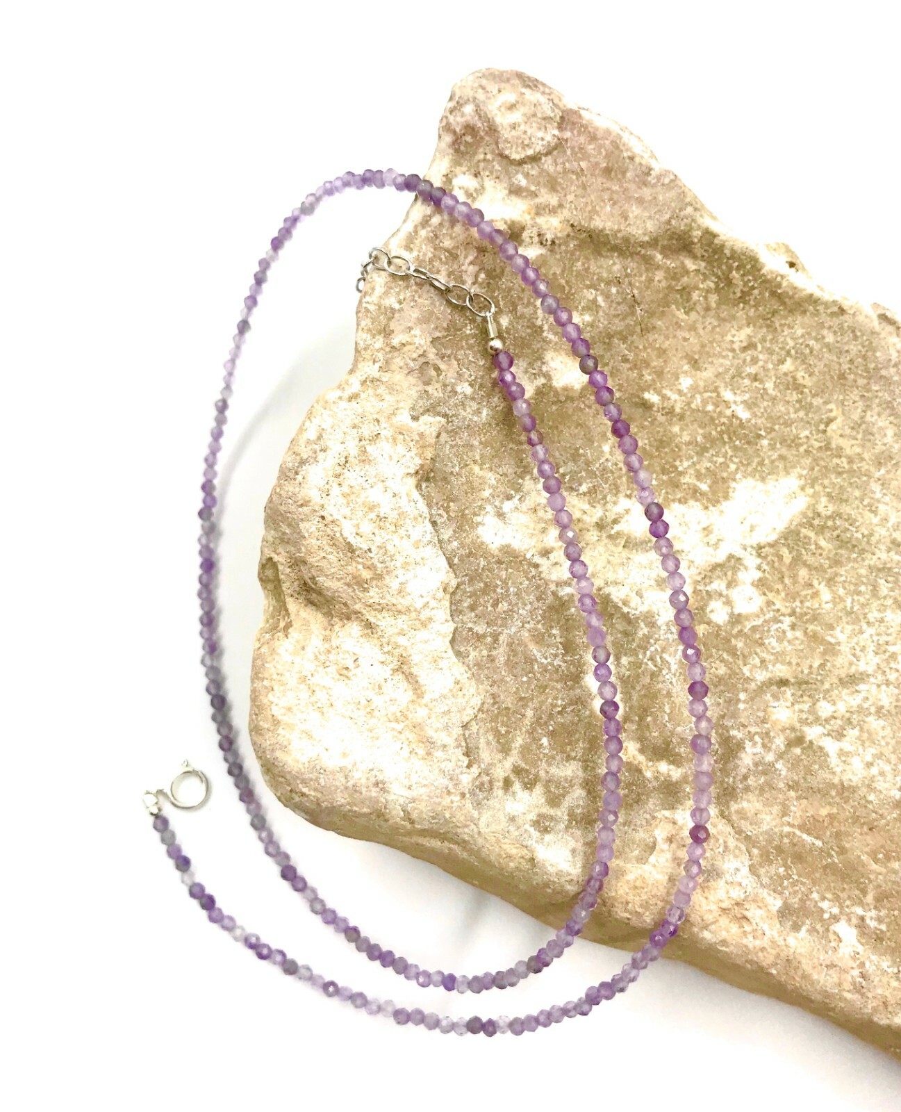 Genuine Amethyst Bead 925 Silver Necklace Jewelry Women Handmade USA SELLER